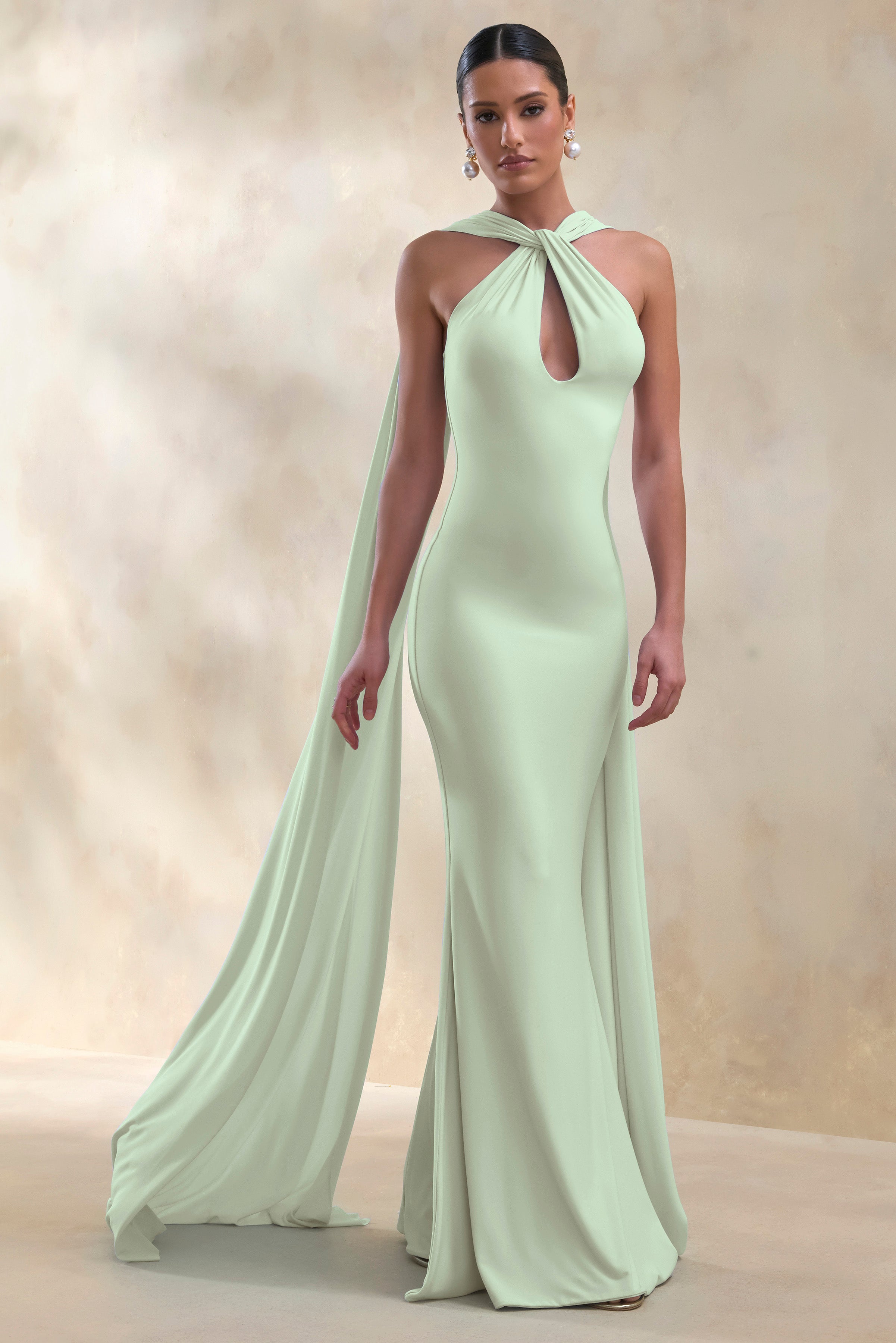 mint halter dress Rhoda | Twist Halter-Neck Cape Maxi wedding modest dress this maxi silhouette was Forever 21, Black Maxi Size:4A