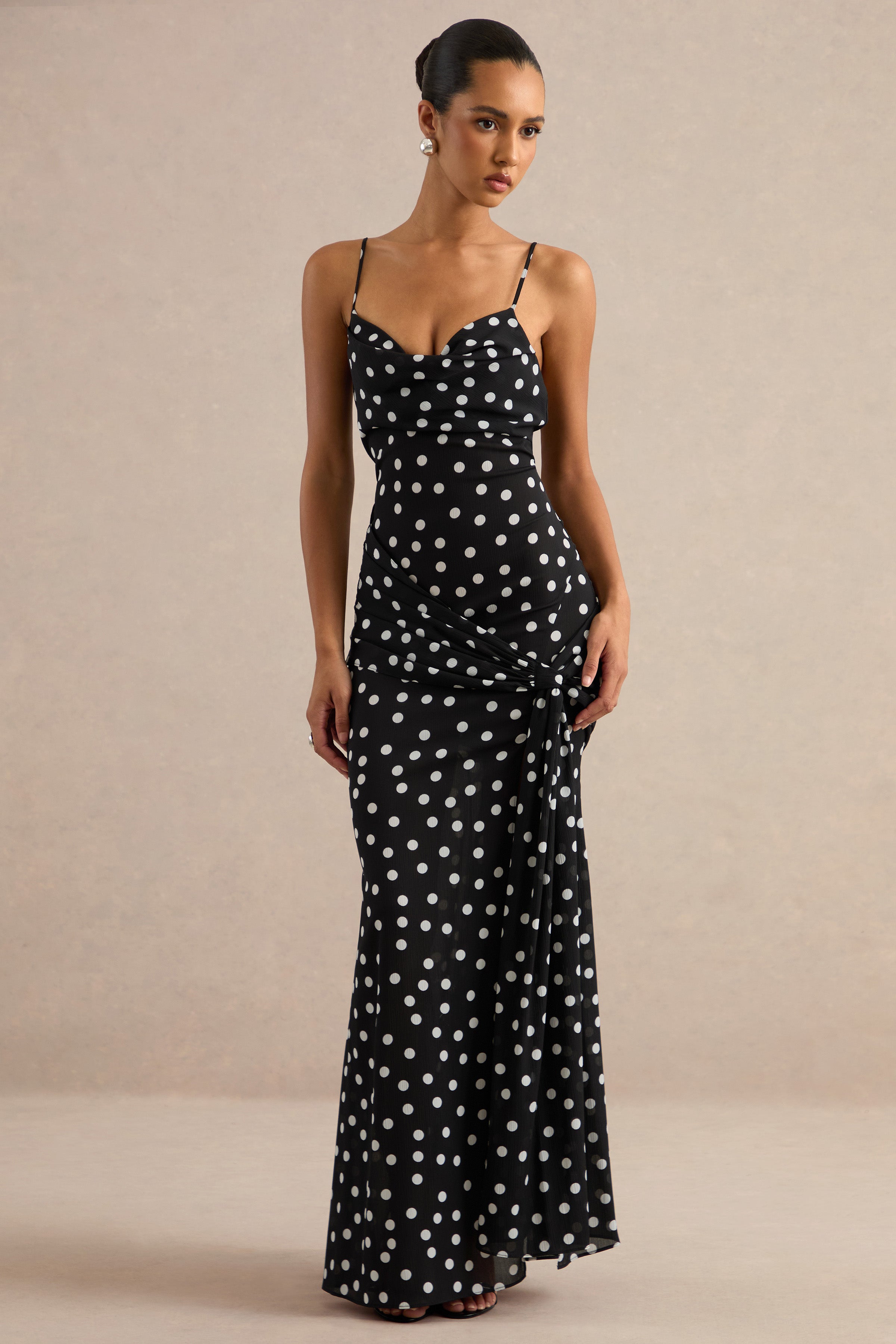black and white cocktail dress Virtue | & Sheer Polka Dot Cowl-Neck Fishtail Maxi With Split Black Glitter and Gold Slip Dress Size:L (8-10 US) and phone number are elegant classy black and white dress whiteafterlaborday