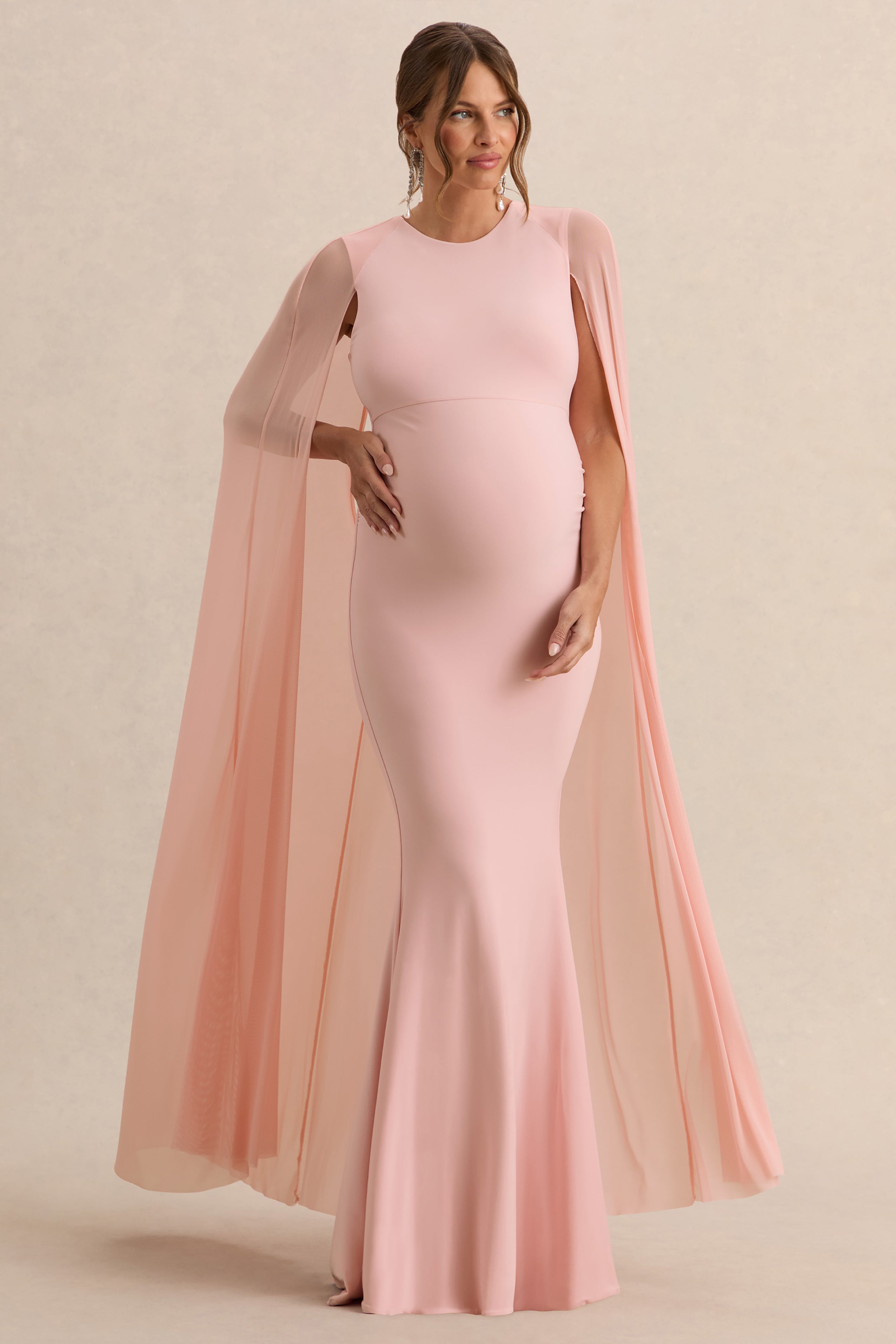 pink maternity dresses Tiffany Rose Aria Maternity Gown Mellow Rose Pink