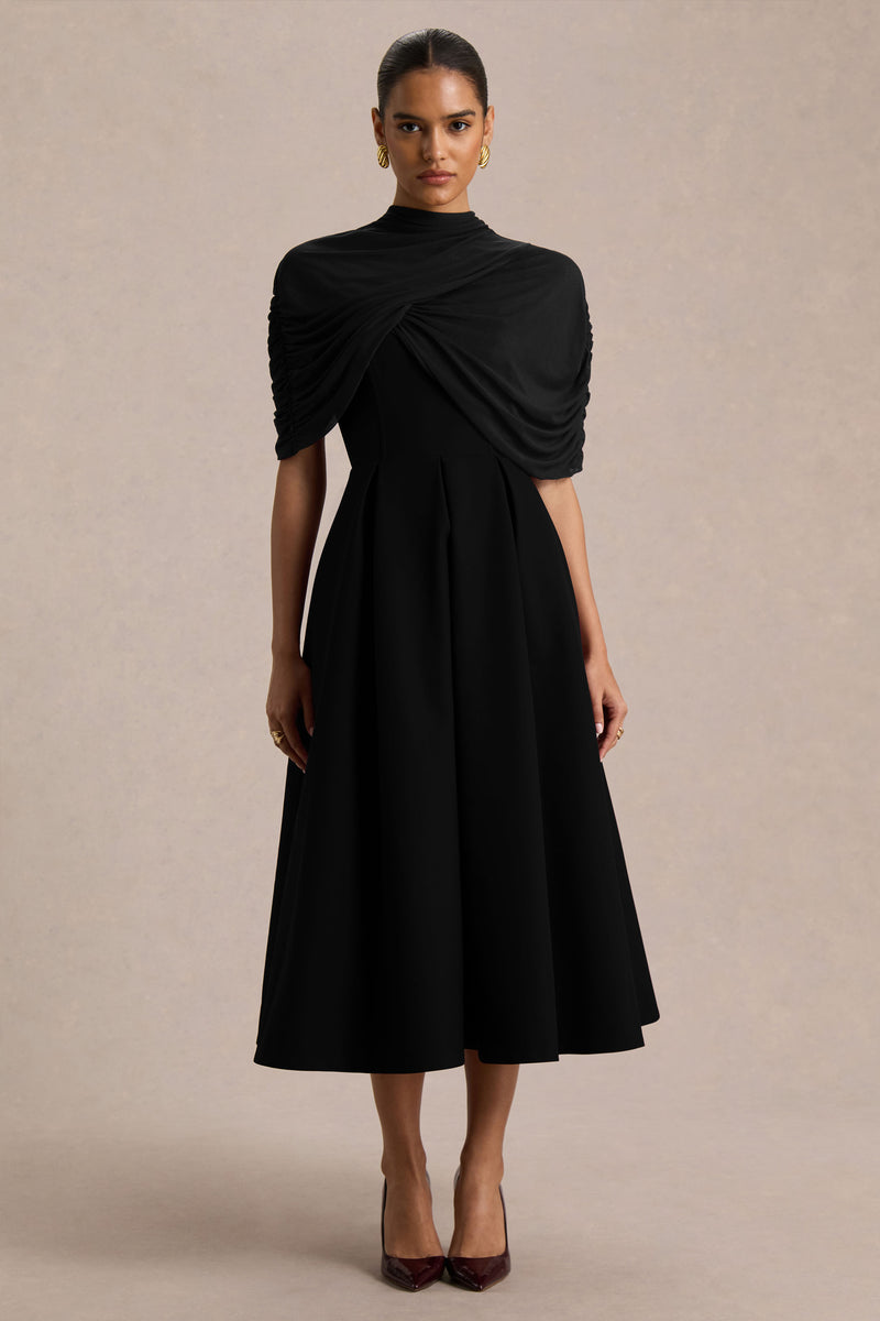 black sheer mesh dress CHAN LUU Techno Taffeta Mesh Dress in Black main image 0