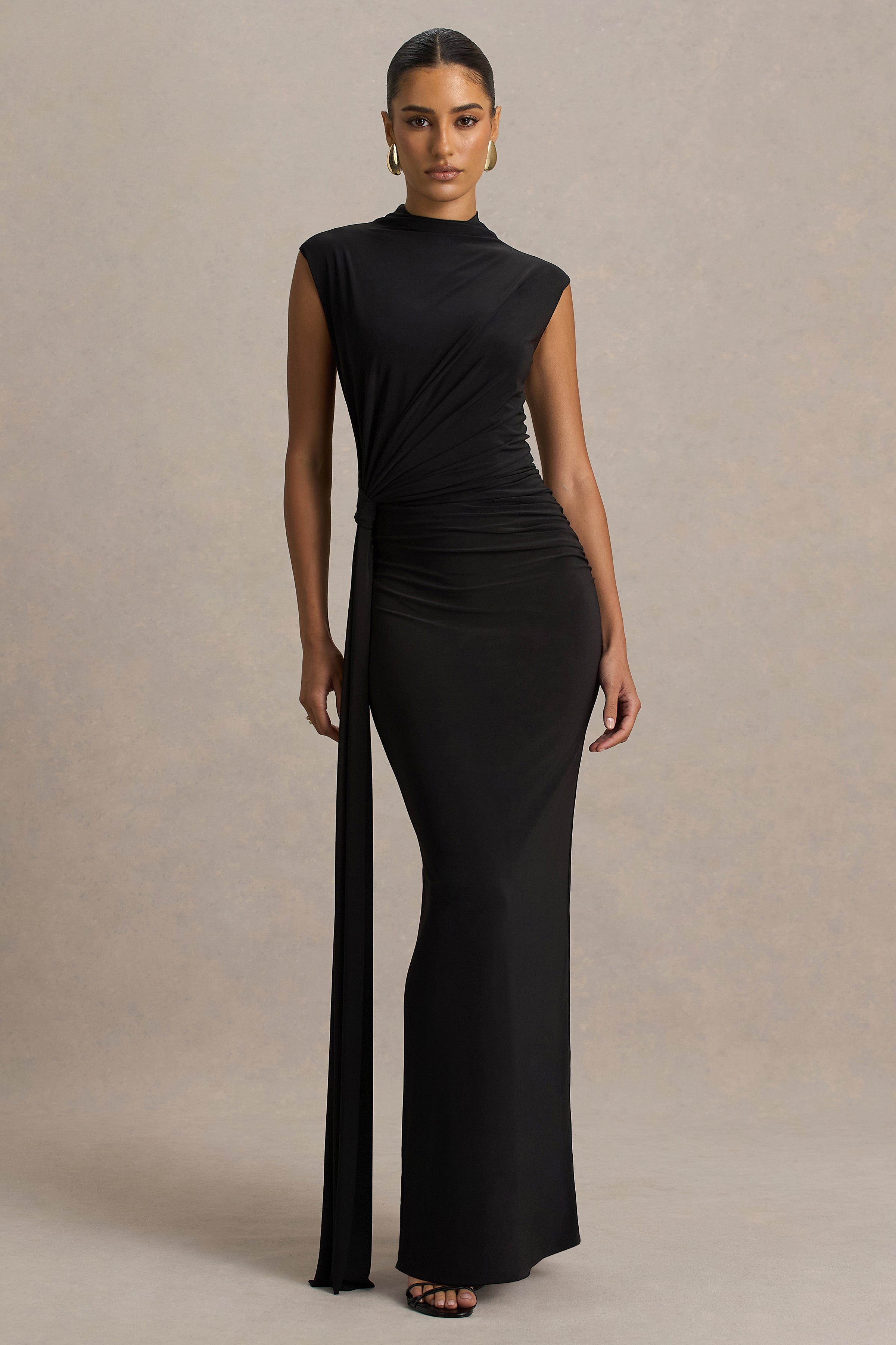 black maxi dress wrap Solene