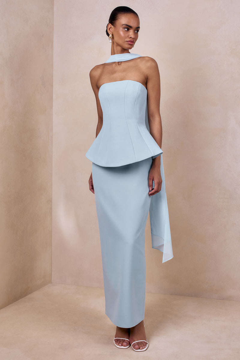 blue bandeau maxi dress Farron