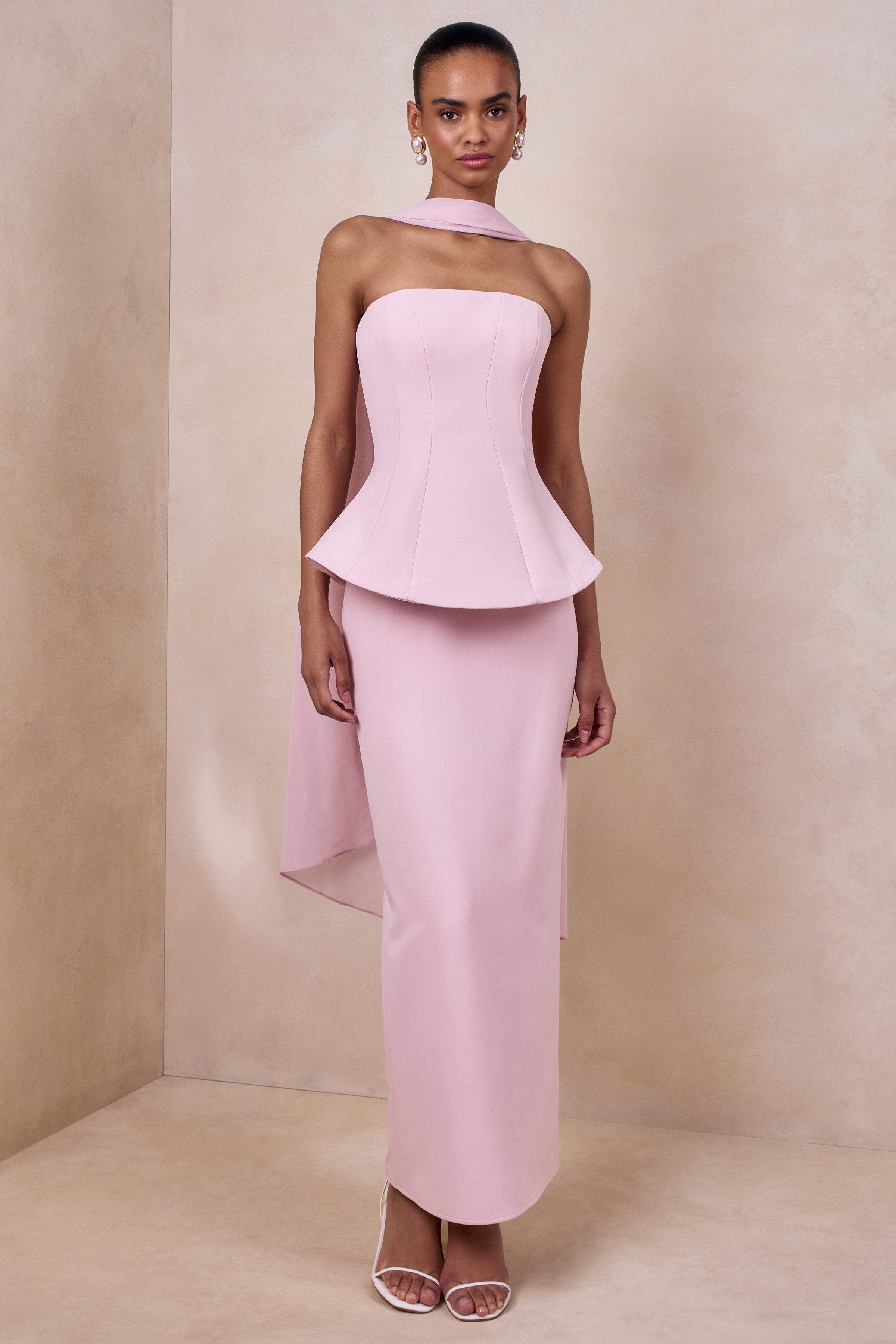 light pink formal dress Strapless Tight Prom Dresses,Evening Dresses length fitting skirt A Line Pink Short Backless