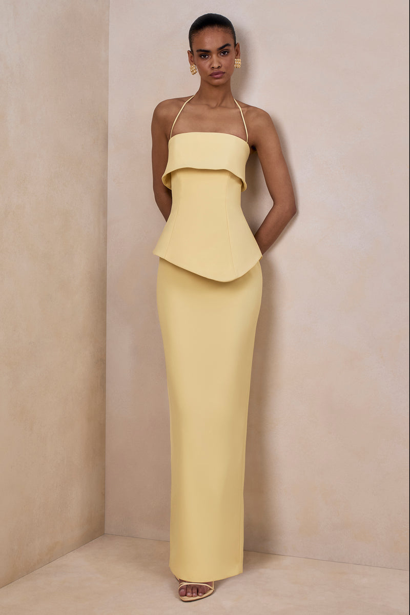 Fran Lemon Square-Neck Corset Maxi Dress  Club L London - USA