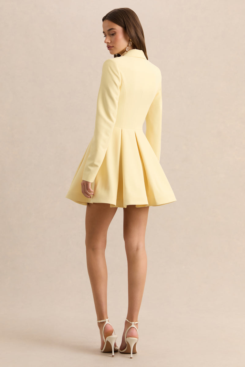 Etherea Lemon Plunge-Neck Skater Mini Dress – Club L London