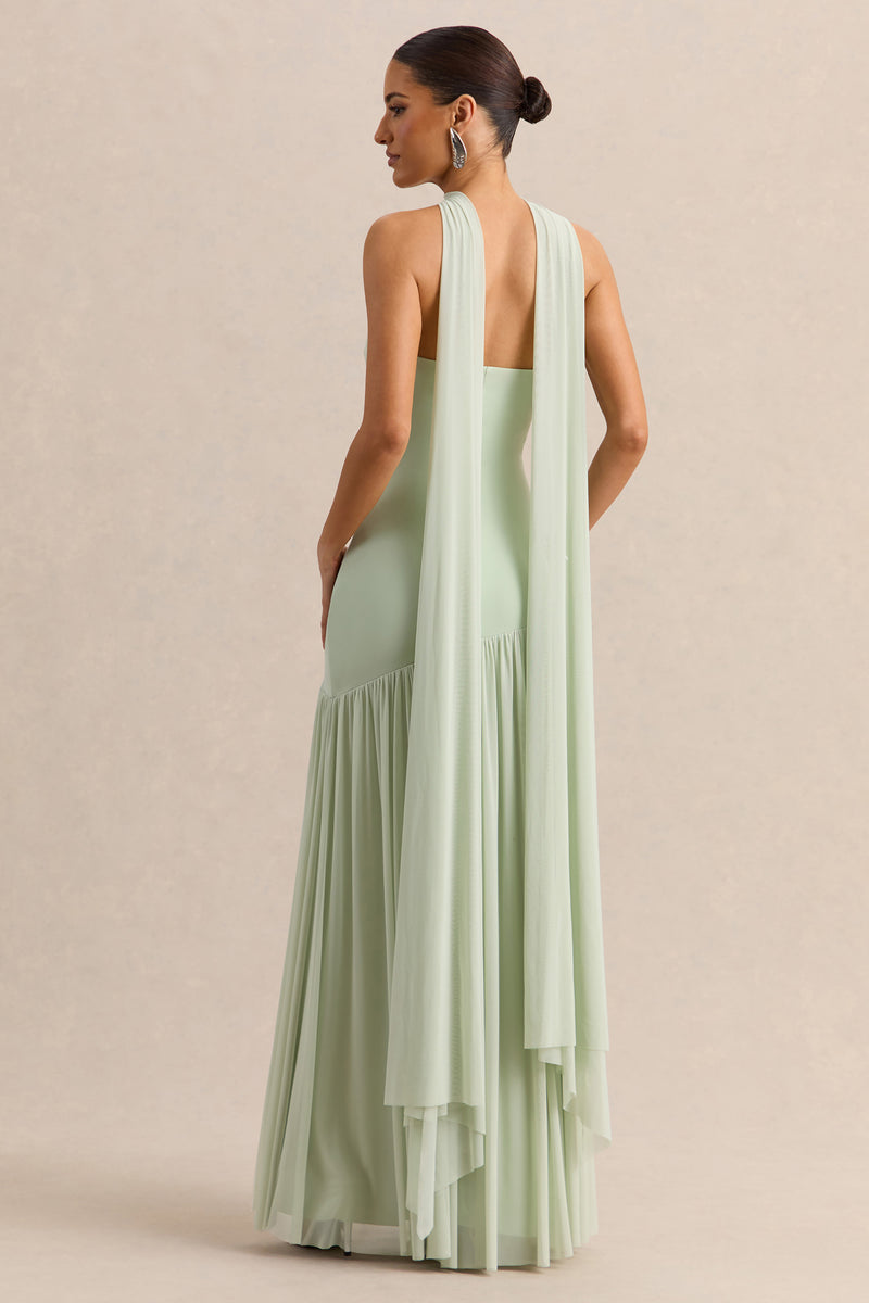 bambi midi dress Bambi | MINT Bandeau Maxi Dress With Scarf-Detail