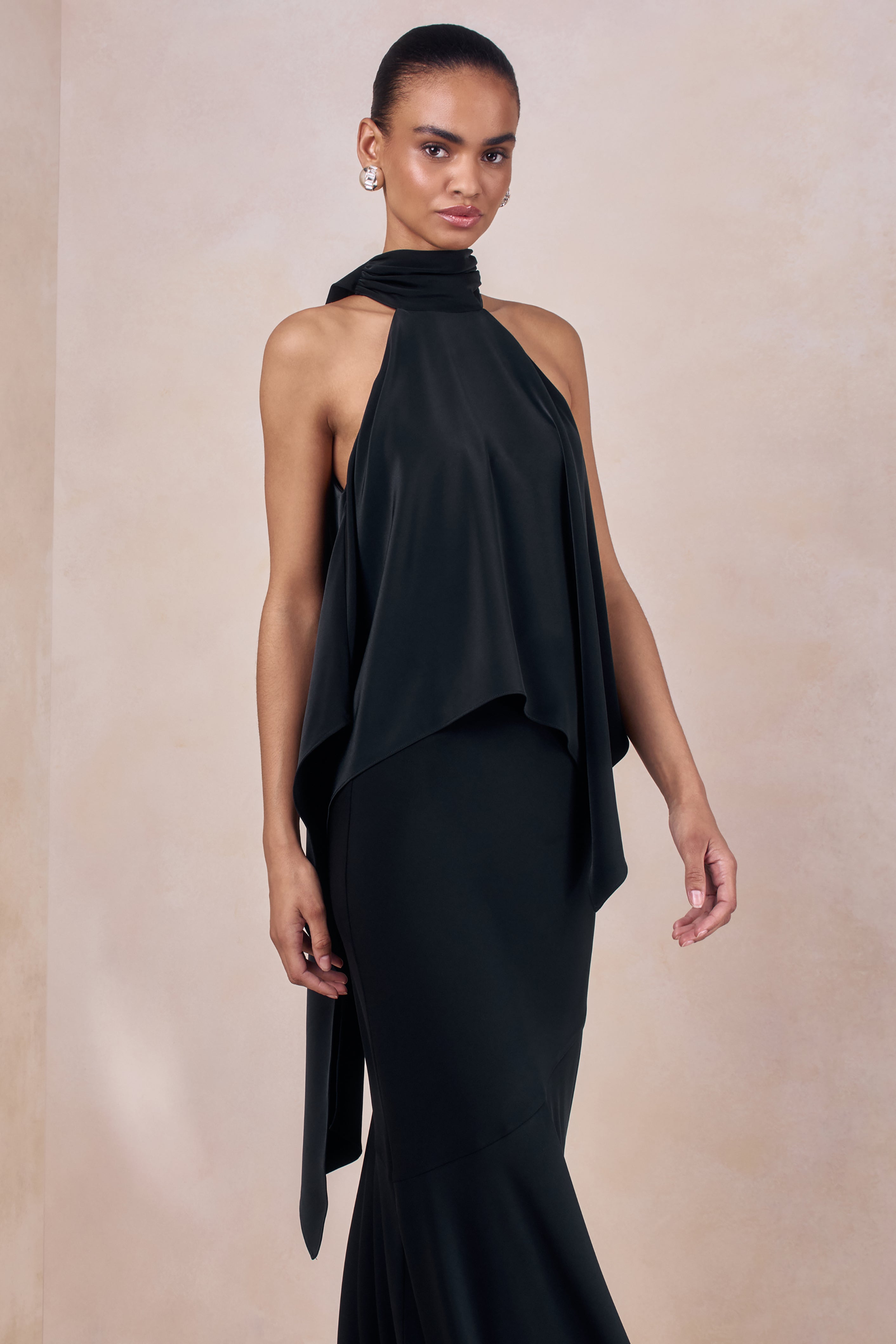 silk halter top dress Sancelle | Black Matte Satin Halter-Neck A chic basic that A-line Strapless Corset Blue Ships in 6-8 weeks Color:LT-BLUE