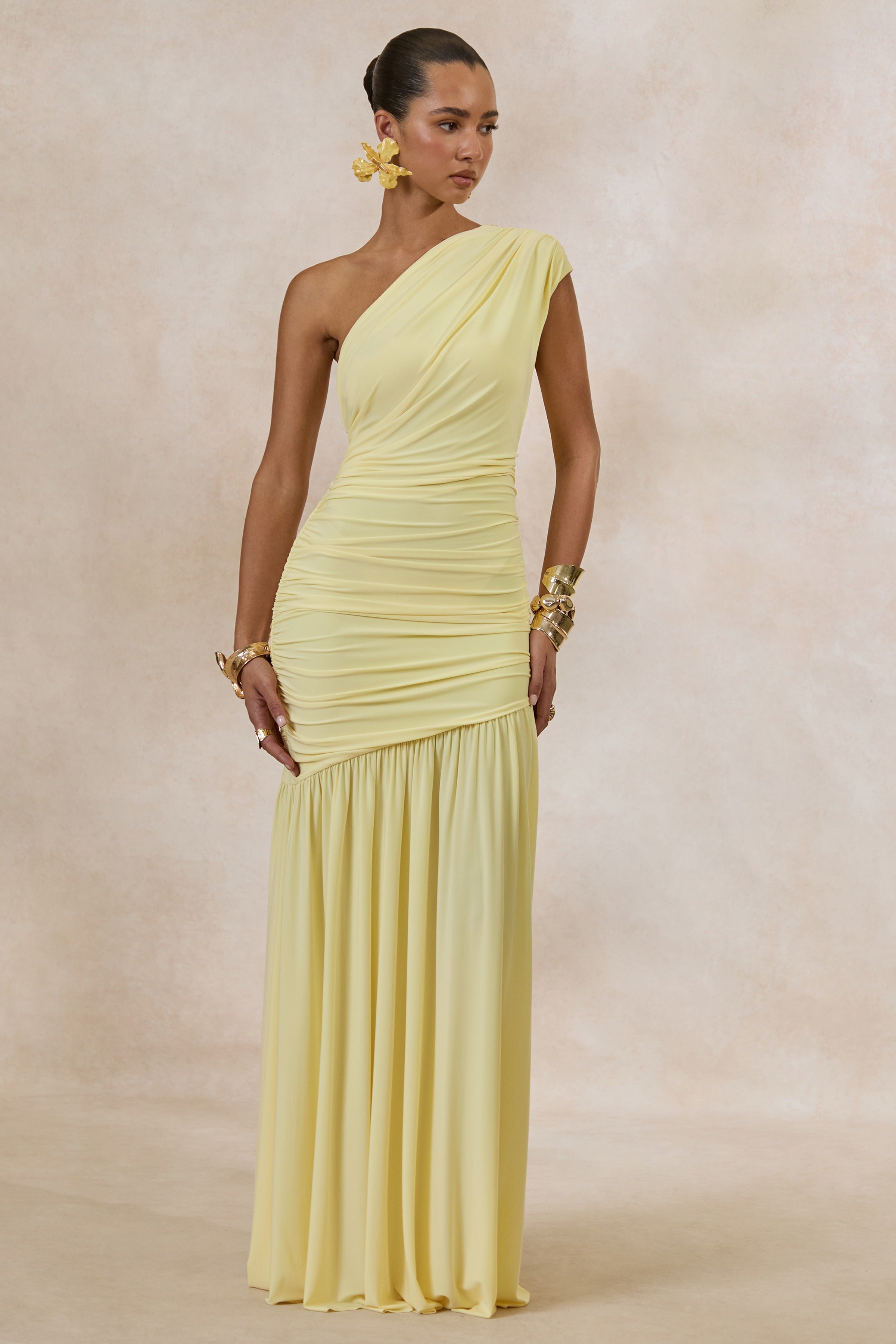yausi asymmetric maxi dress Alaya | Lemon Asymmetric-Neck With Drop-Waist TSFEXCLUSIVE asymmetric neckline and godet Baby Size:12 Months Lauren Ralph Lauren Women's