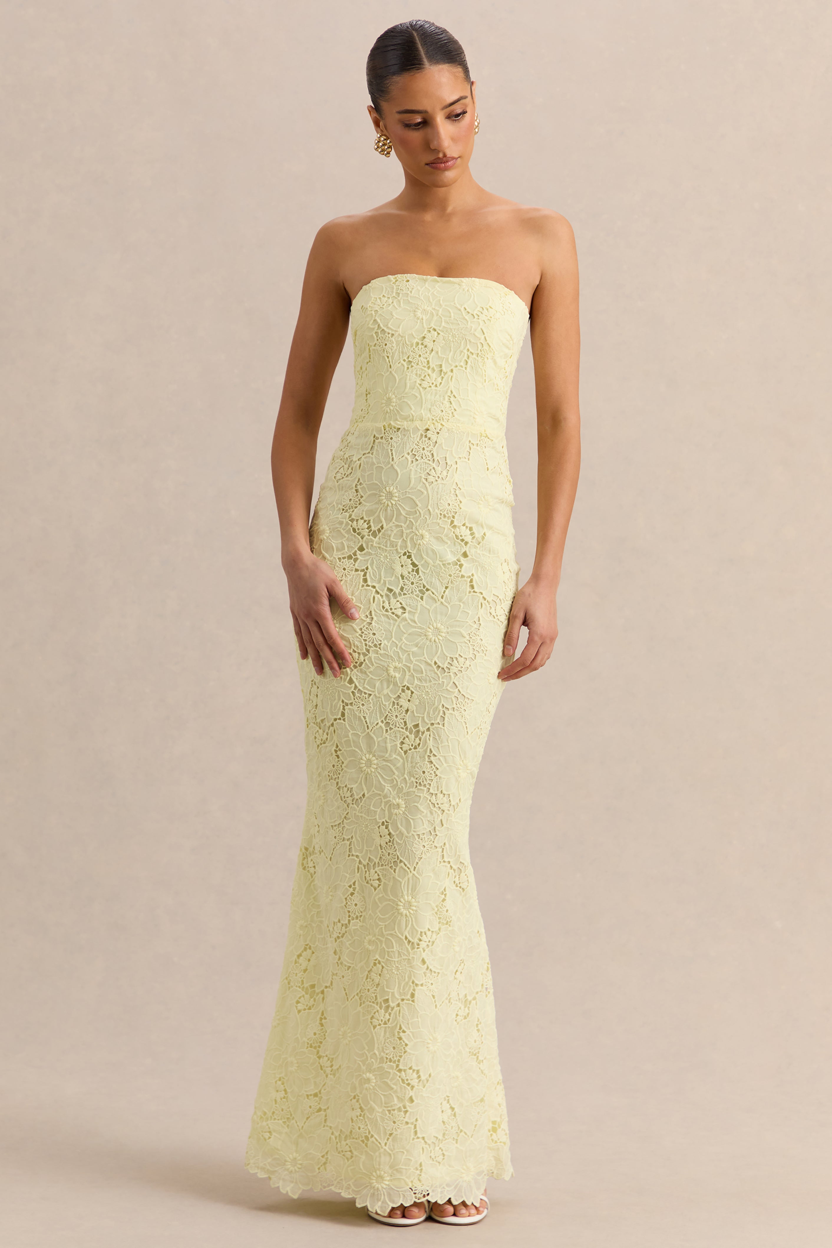 lace yellow maxi dress Scarf Lace Maxi Dress in Yellow