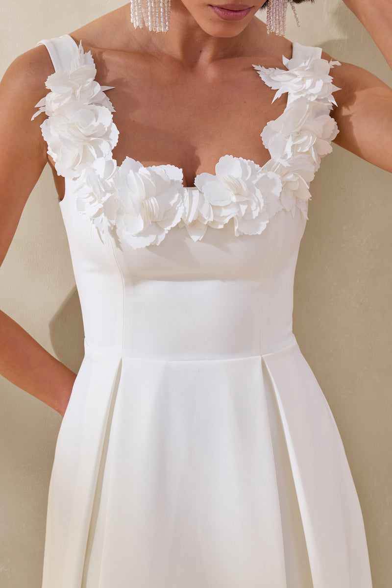 Maelle White Scoop-Neck Midi Dress With Corsage Detailing Club L London - USA Maelle White Scoop-Neck Midi Dress With Corsage Detailing Club L London - USA