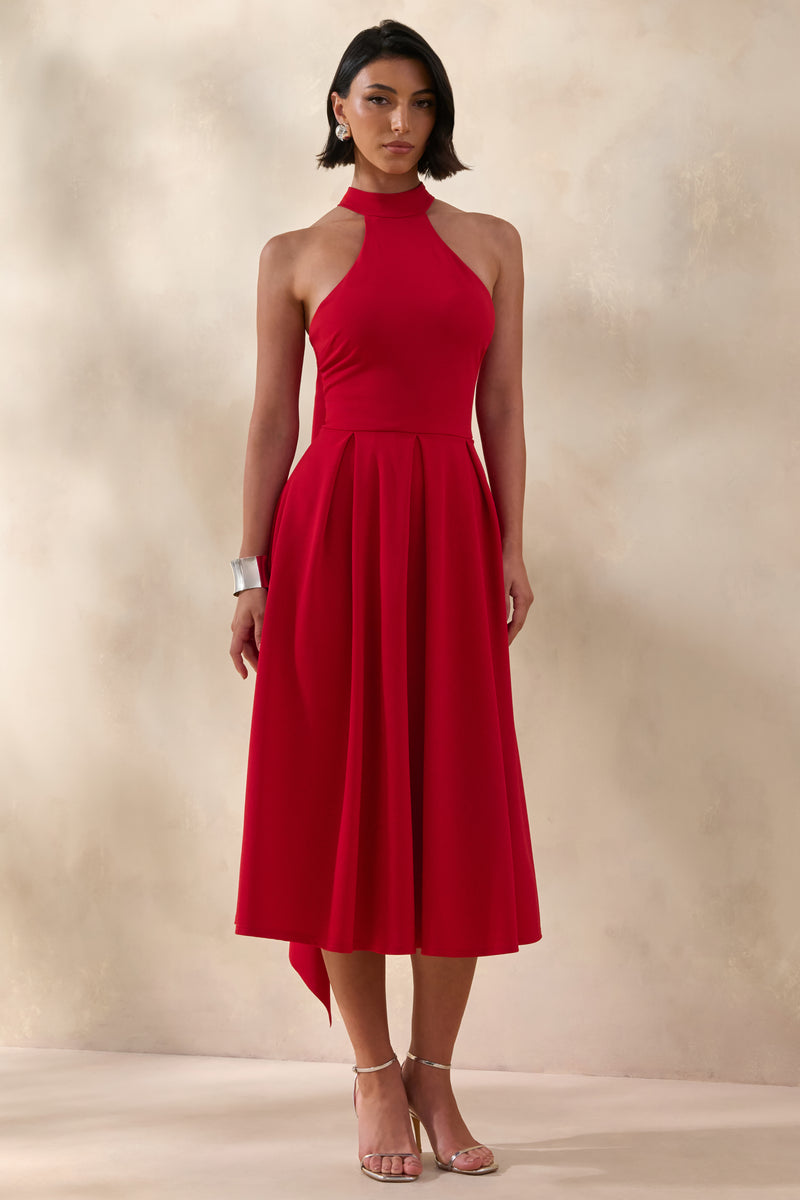 Rhode Red Halter-Neck Midi Dress Club L London - USA Rhode Red Halter-Neck Midi Dress Club L London - USA