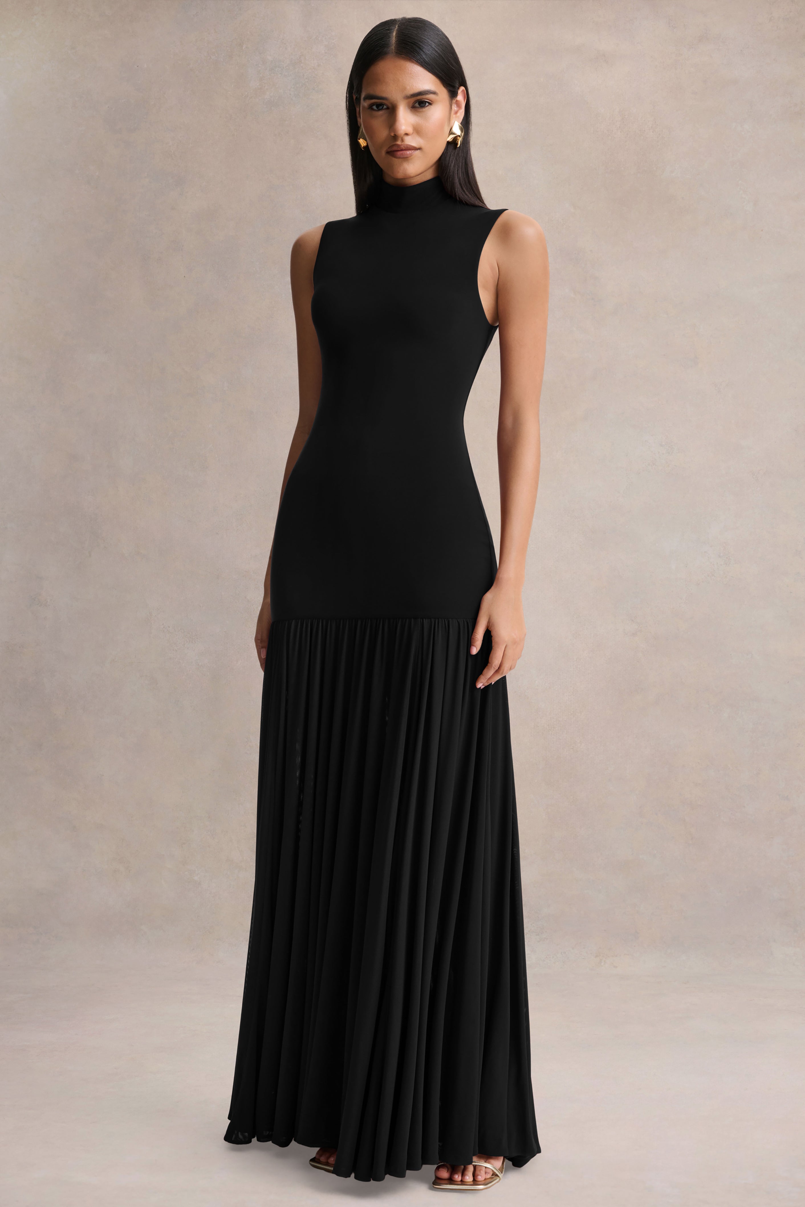 kachel high neck pleated maxi dress BHLDN