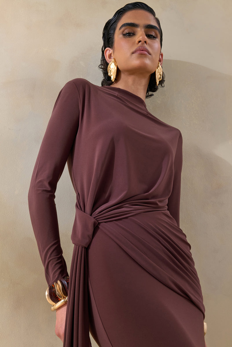satin mini dress pink Hot-Pink Satin Cowl-Neck Strappy Back Mini-Dress main image 1