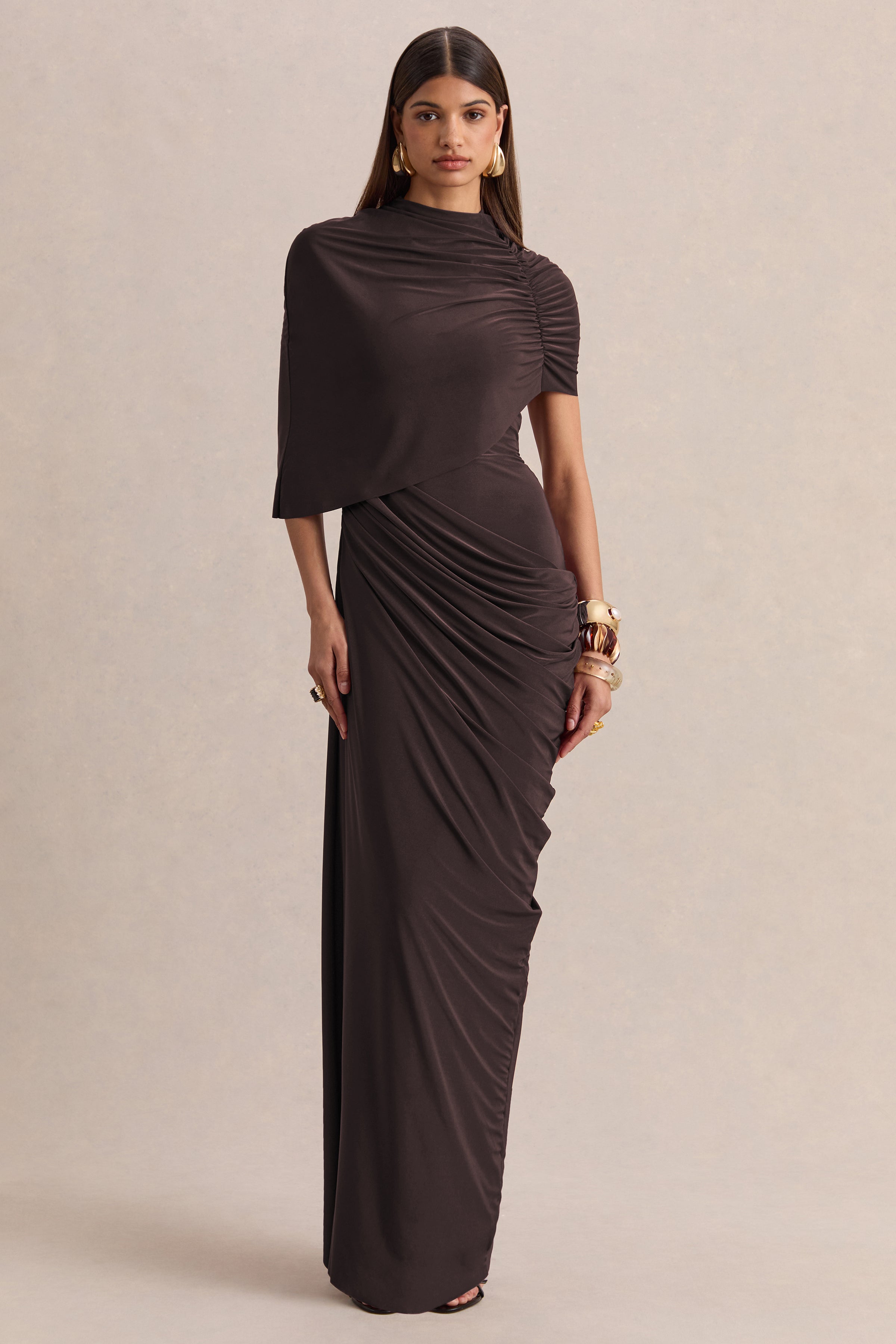 dark brown a line dress Dark Chocolate Satin A-Line Dress