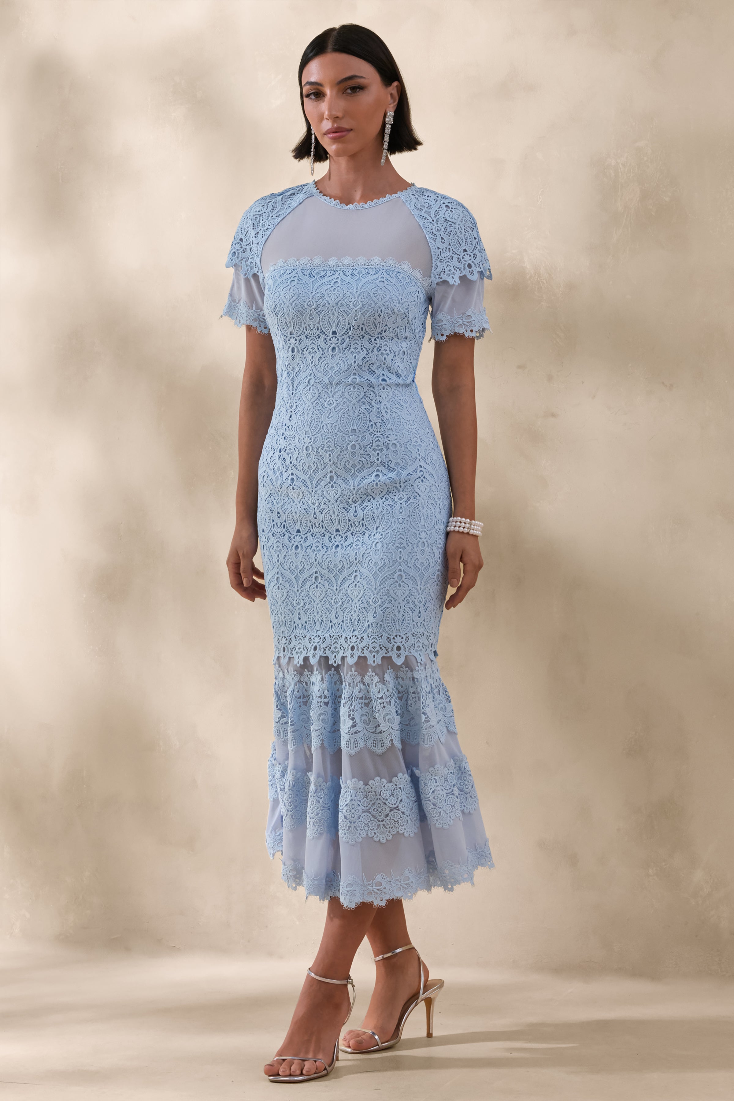 leanne lace midi dress Leanne Paneled Lace Maxi Dress (Women)