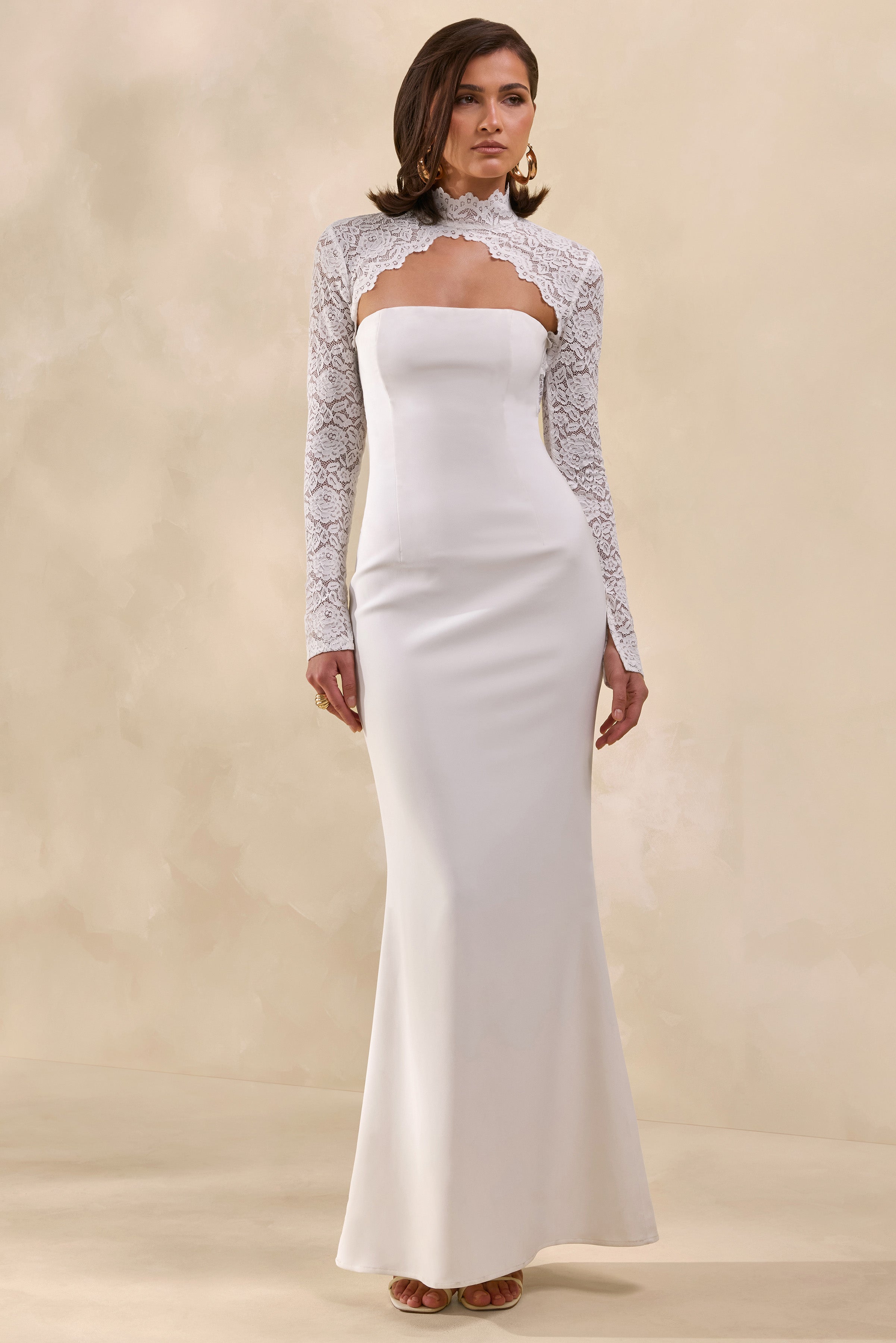 lace open back maxi dress Cream Crochet Lace Open Back Tiered Maxi Dress
