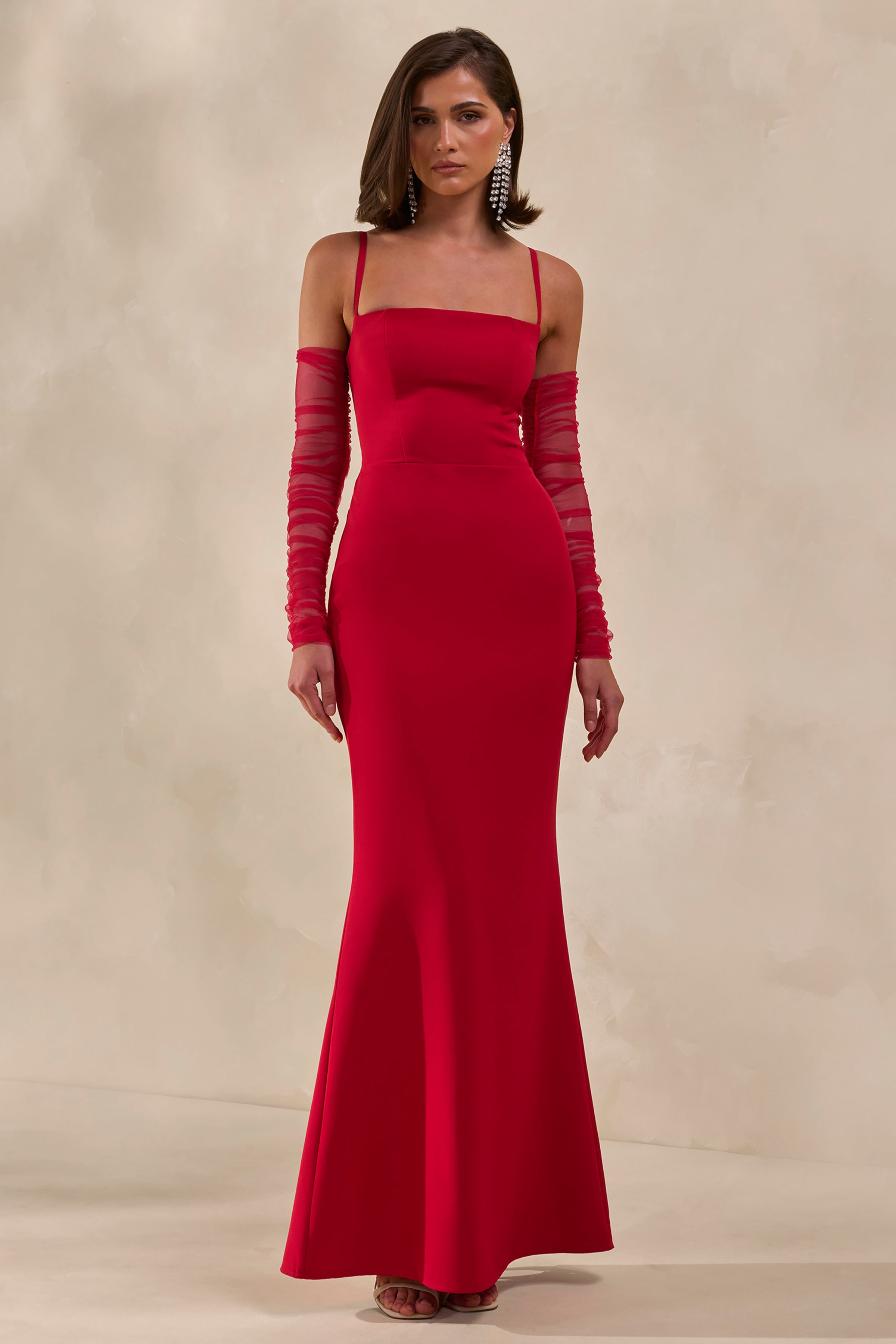 Zavira | Red Square-Neck Maxi Dress – Club L London - USA