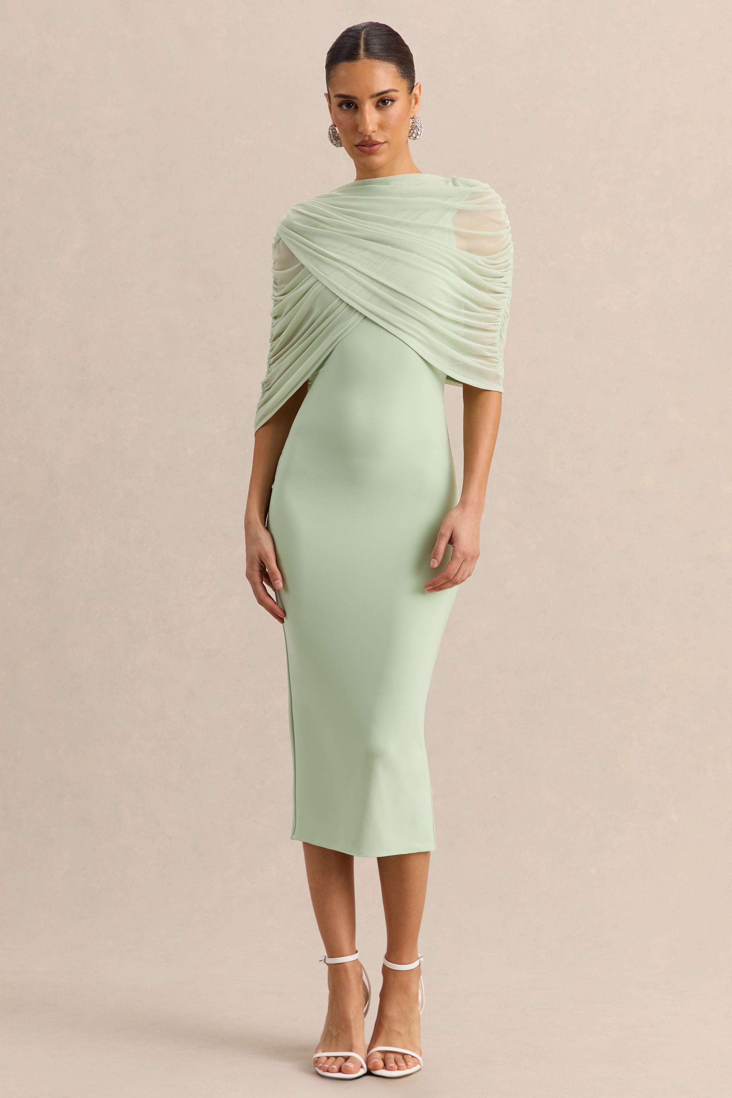 midi dress mint green Satin Mint Green Cocktail Midi Dress
