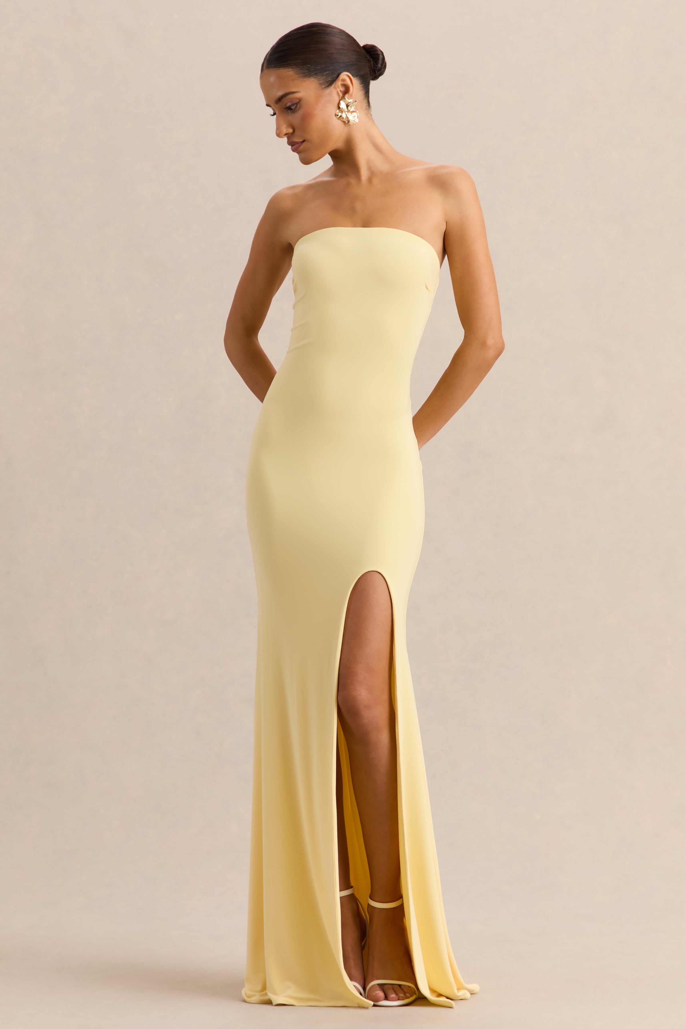 Melva | Lemon Bandeau Maxi Dress – Club L London - USA