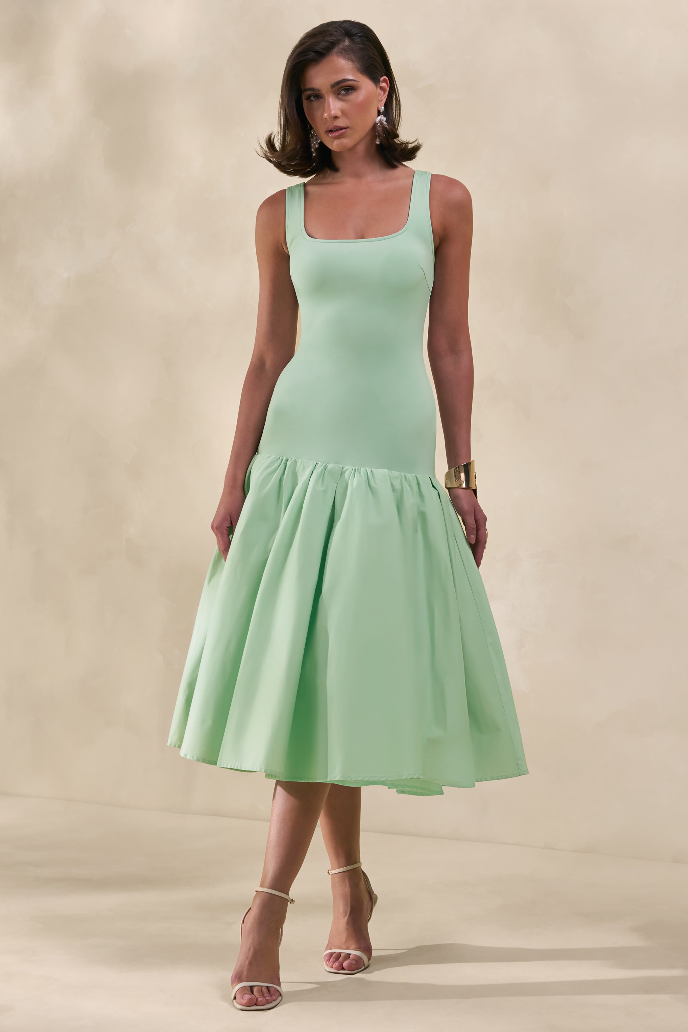 mint green dress midi Mint Green Short Sleeve Starlight Midi Dress