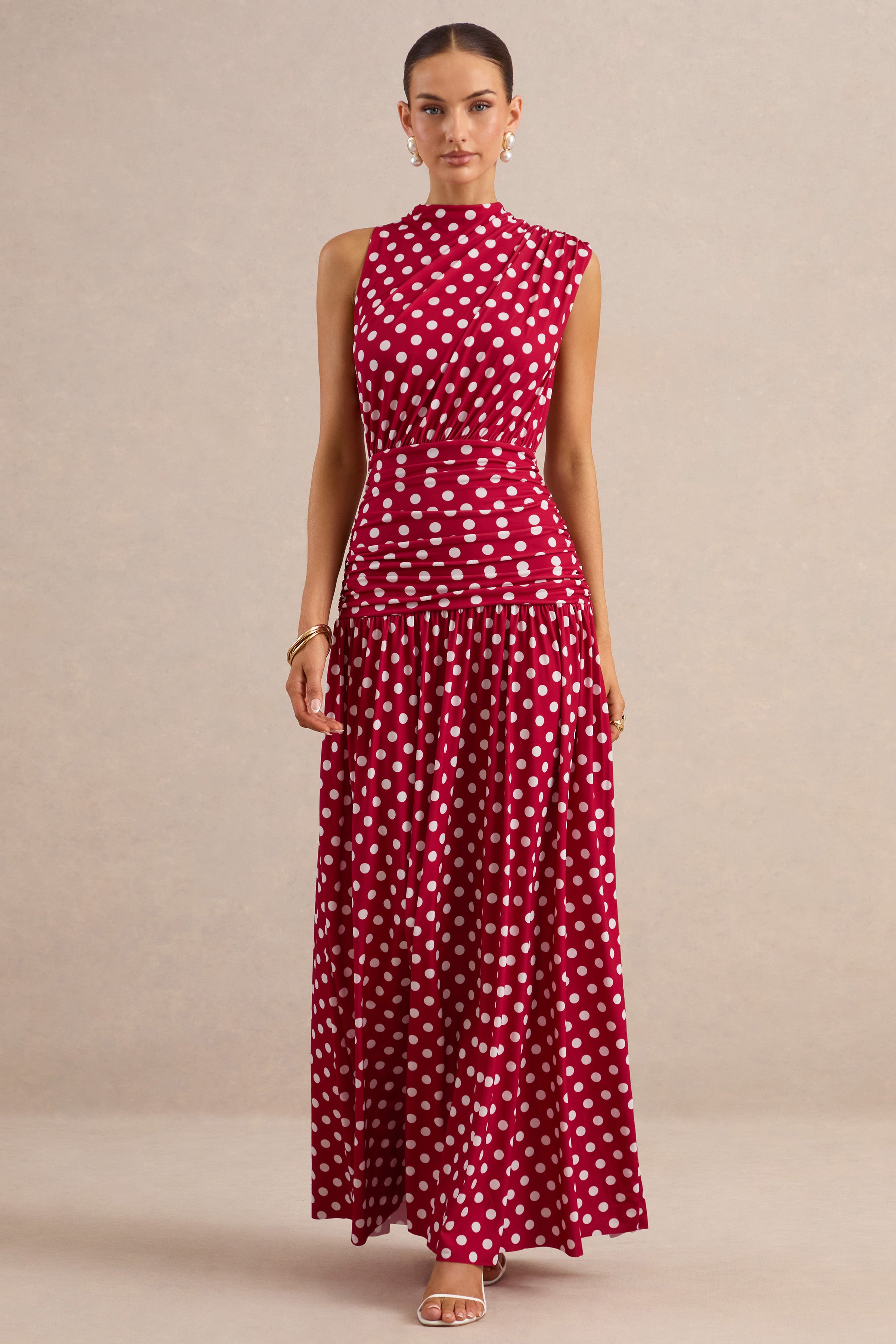 red polka dot maxi dress Kelis Featuring a bold red Size:XXSmall (3/4) Simple - These little OFF WHITE NUDE