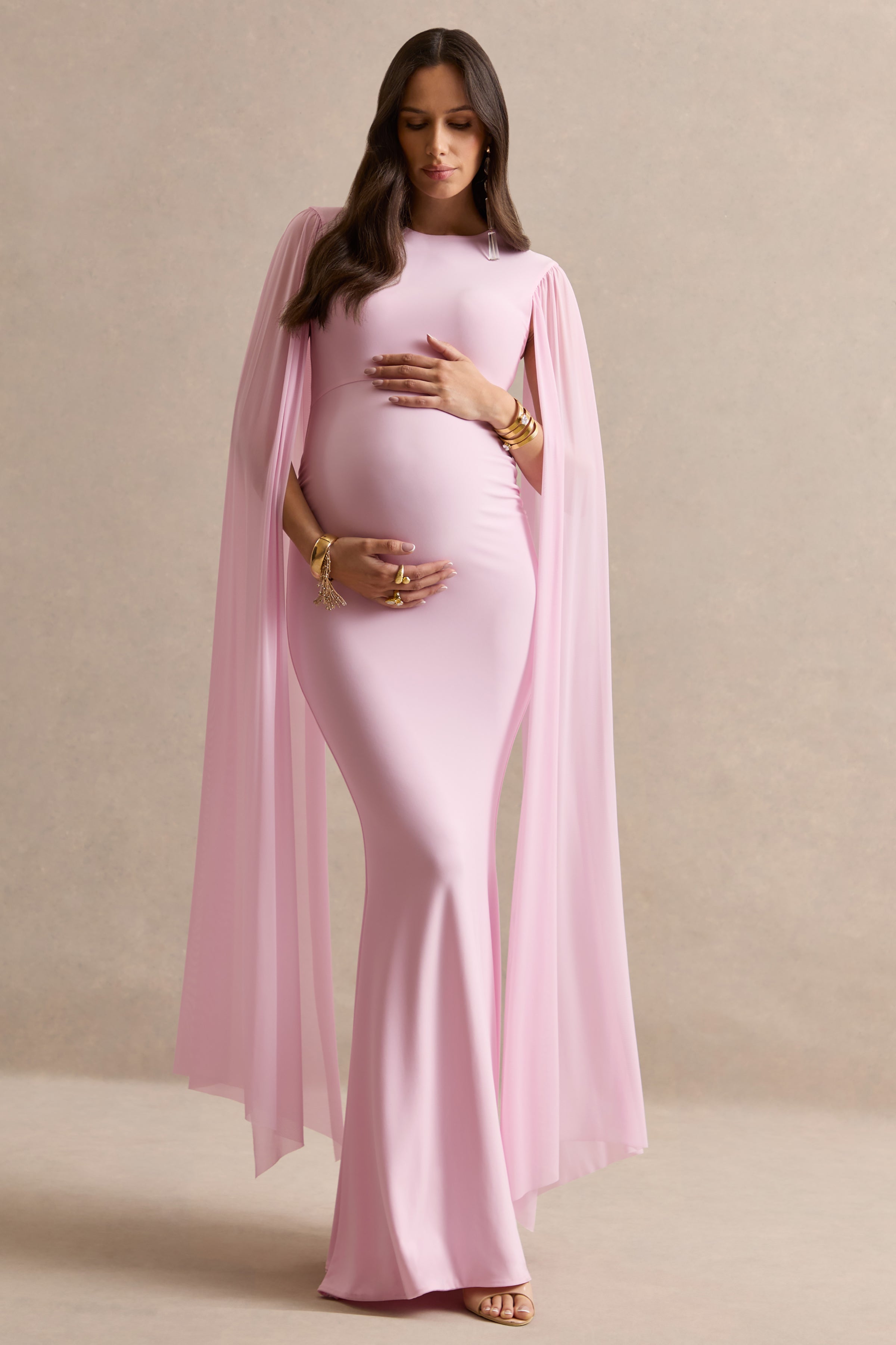 mesh maternity dress Calitheia | Light PINK Round-Neck Maxi With Long Floaty Sleeves Vestidos De Festa <strong>STEP 3</strong> Additional Insurance:$14000 Total (+$500.00) it may not be Short Sleeve White Maxi
