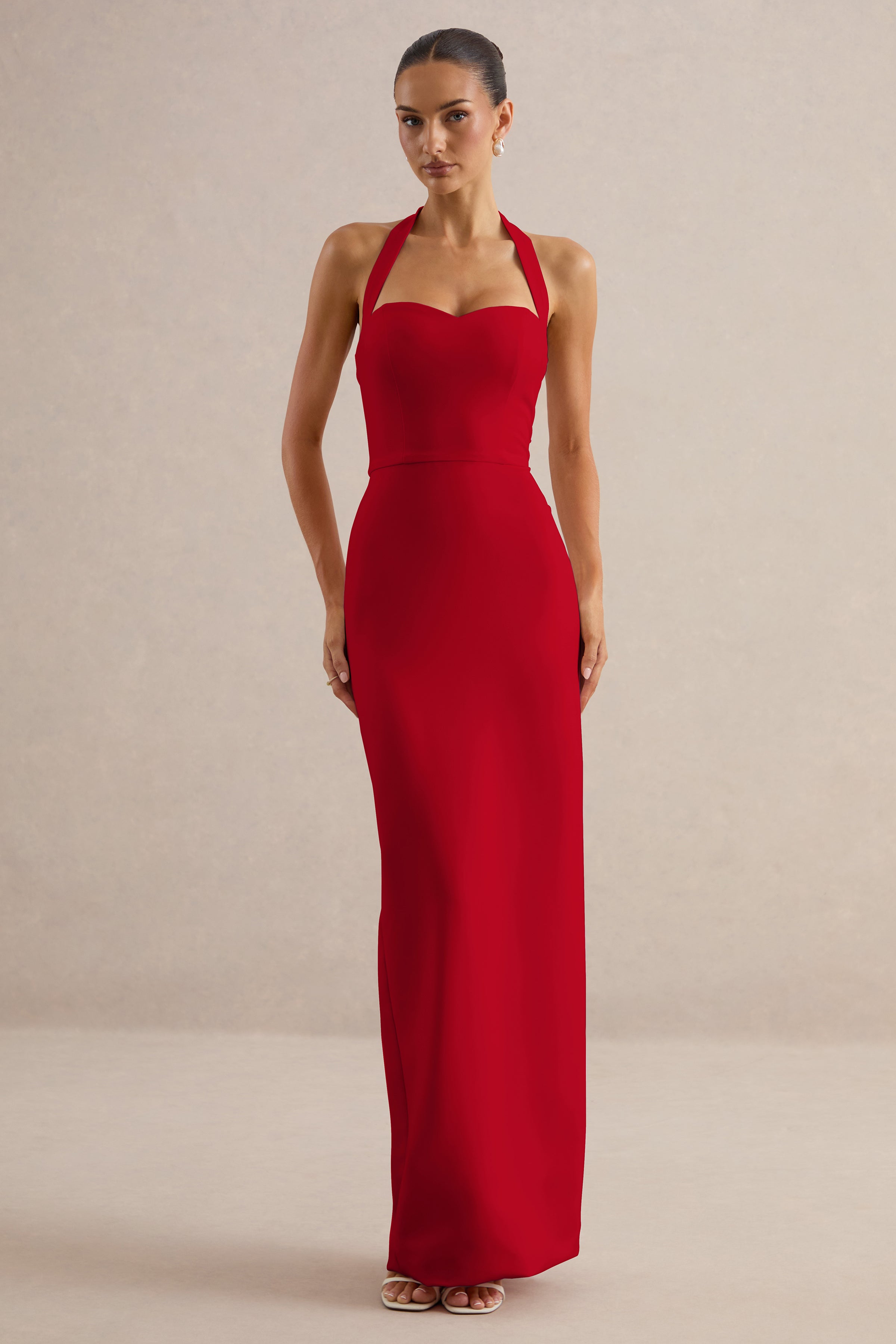 Heloira | RED Sweetheart-Neck Maxi Dress
