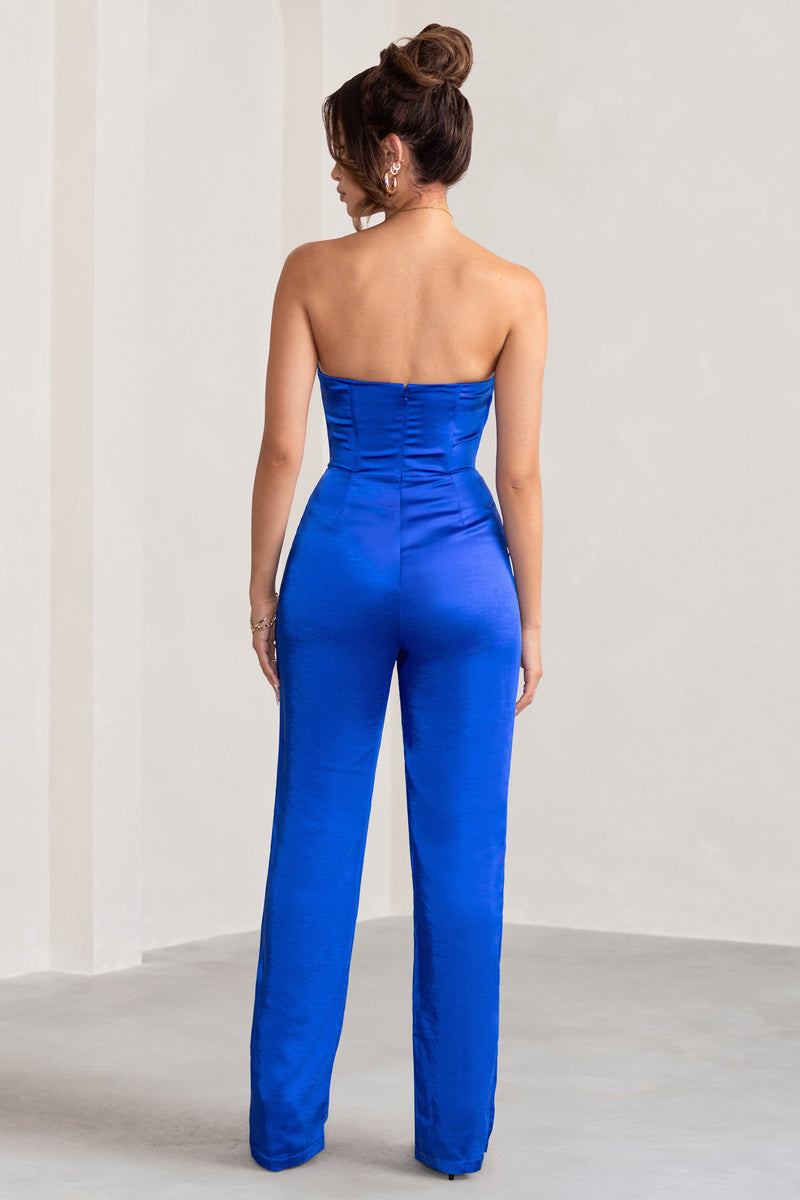 Missguided Tall satin strappy bralet in blue (part of a set)