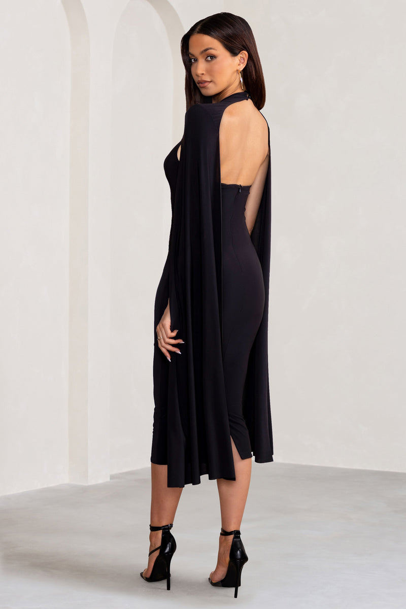 City Chic Curves Black Cold Shoulder Midi Dress