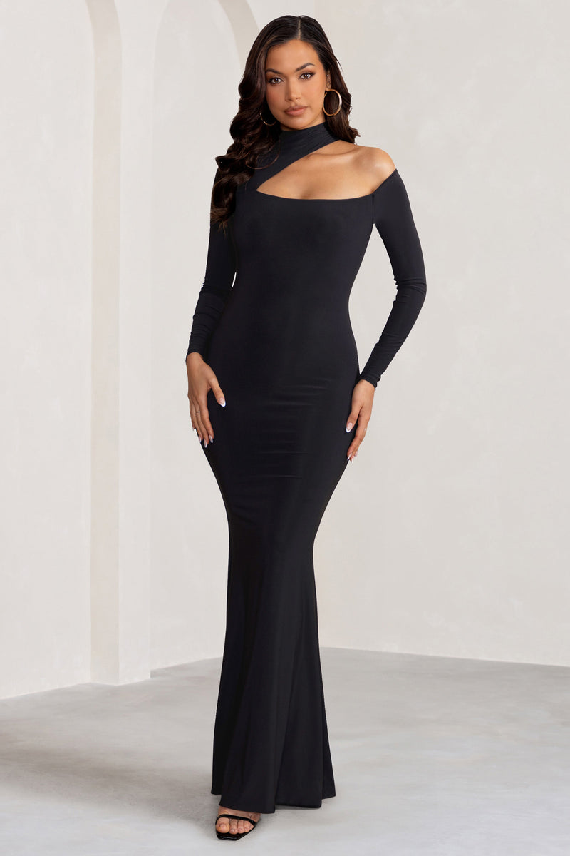 Black long sleeve 2024 high neck dress