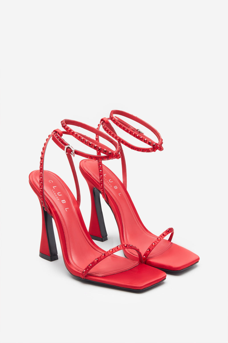 Dark fashion red heeled sandals