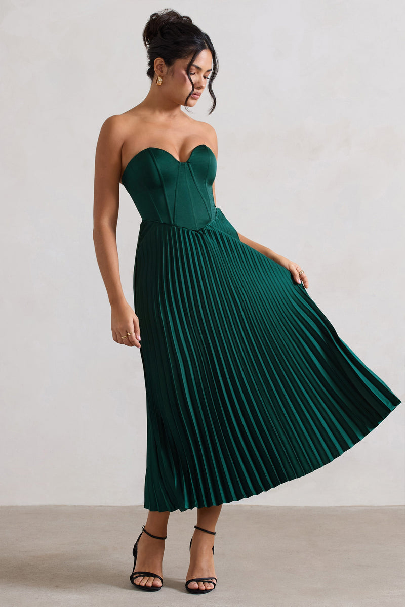 Bordeaux | Berry Satin Corset Style Midi Dress main image 0