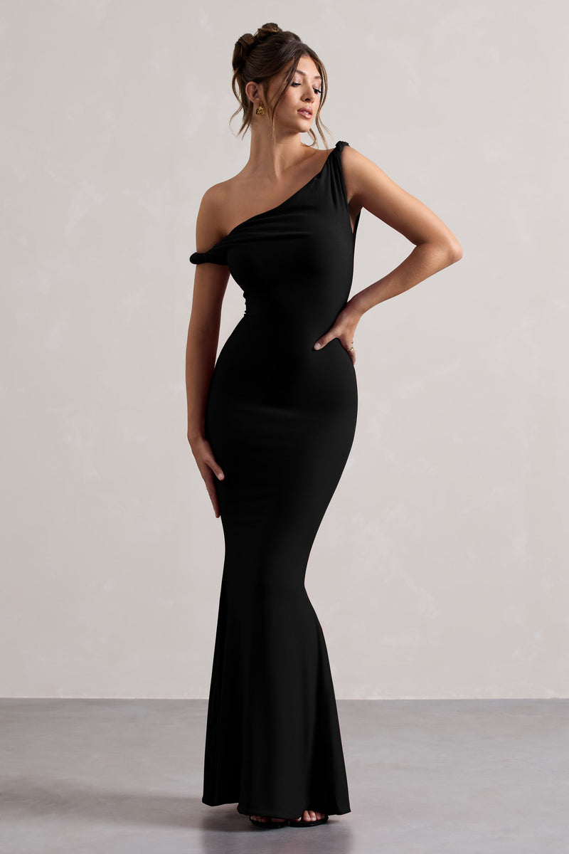 Lita Black Twisted Asymmetric Maxi Dress – Club L London - USA