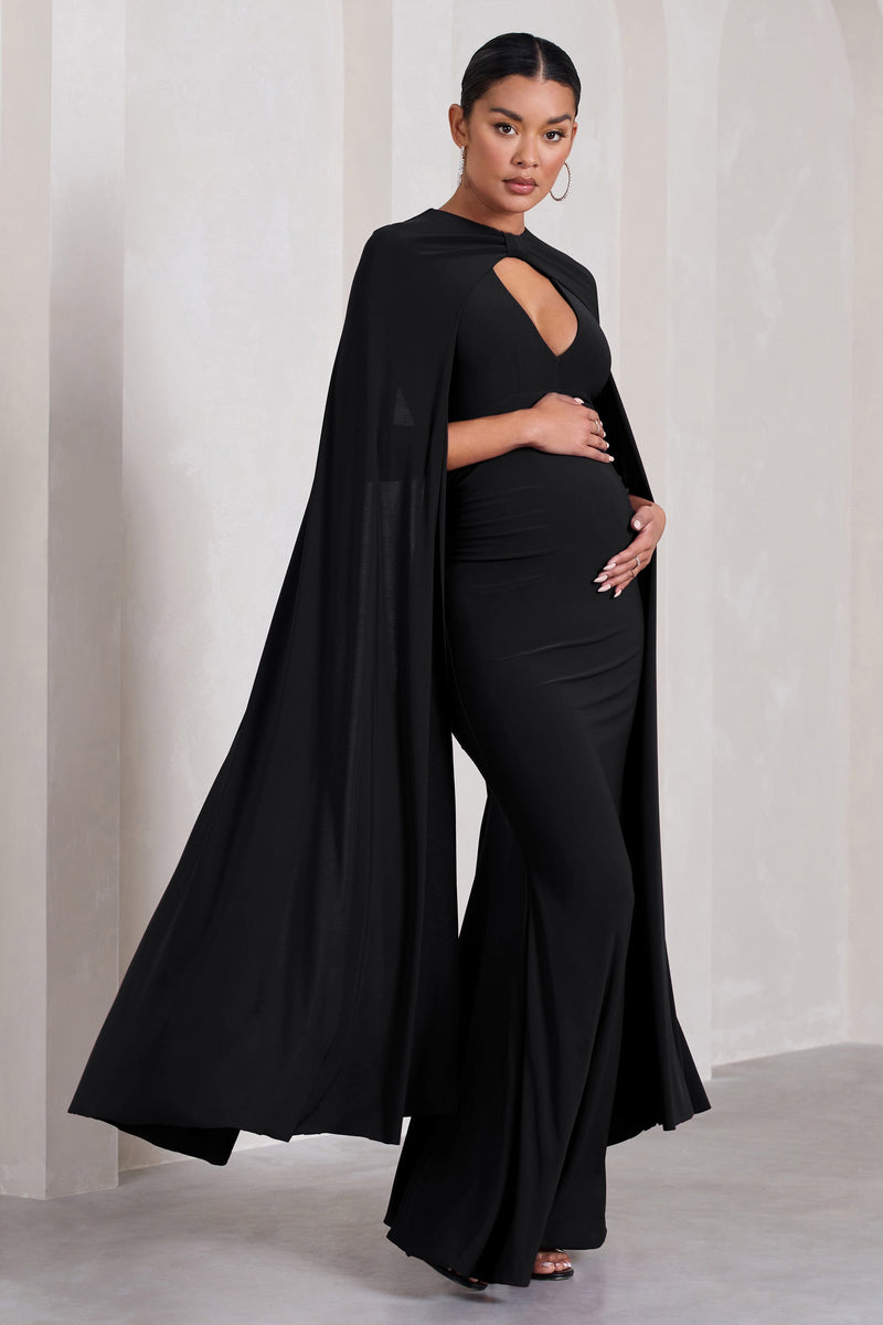 Maternity Black Long Sleeve Sculpt Luxe Midaxi Dress, Black, £33.00