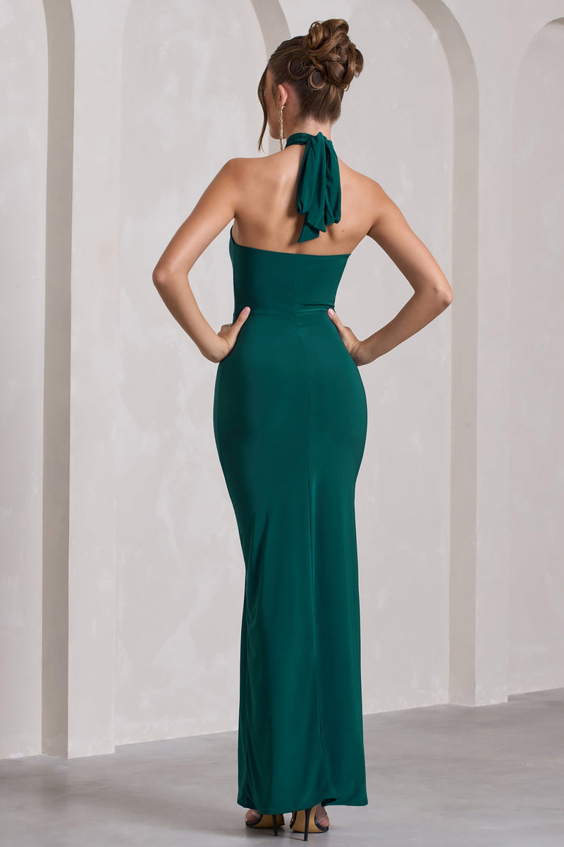 Kodiak Halter Maxi Dress Green