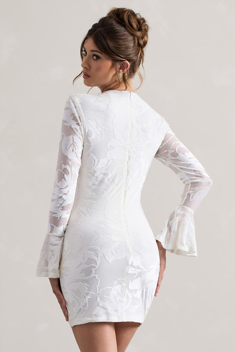 Della White Bodycon Flared-Sleeve Micro Mini Dress Club L London - USA Della White Bodycon Flared-Sleeve Micro Mini Dress Club L London - USA