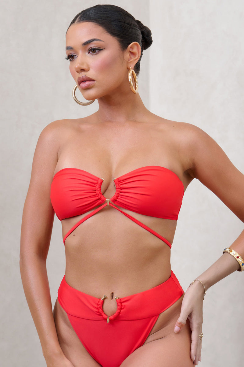Hilor Bandeau Bikini Top for Women Strapless Swimsuit Halter Sexy Bathing  Suit Swim Top Only Red 6 : : Clothing, Shoes & Accessories