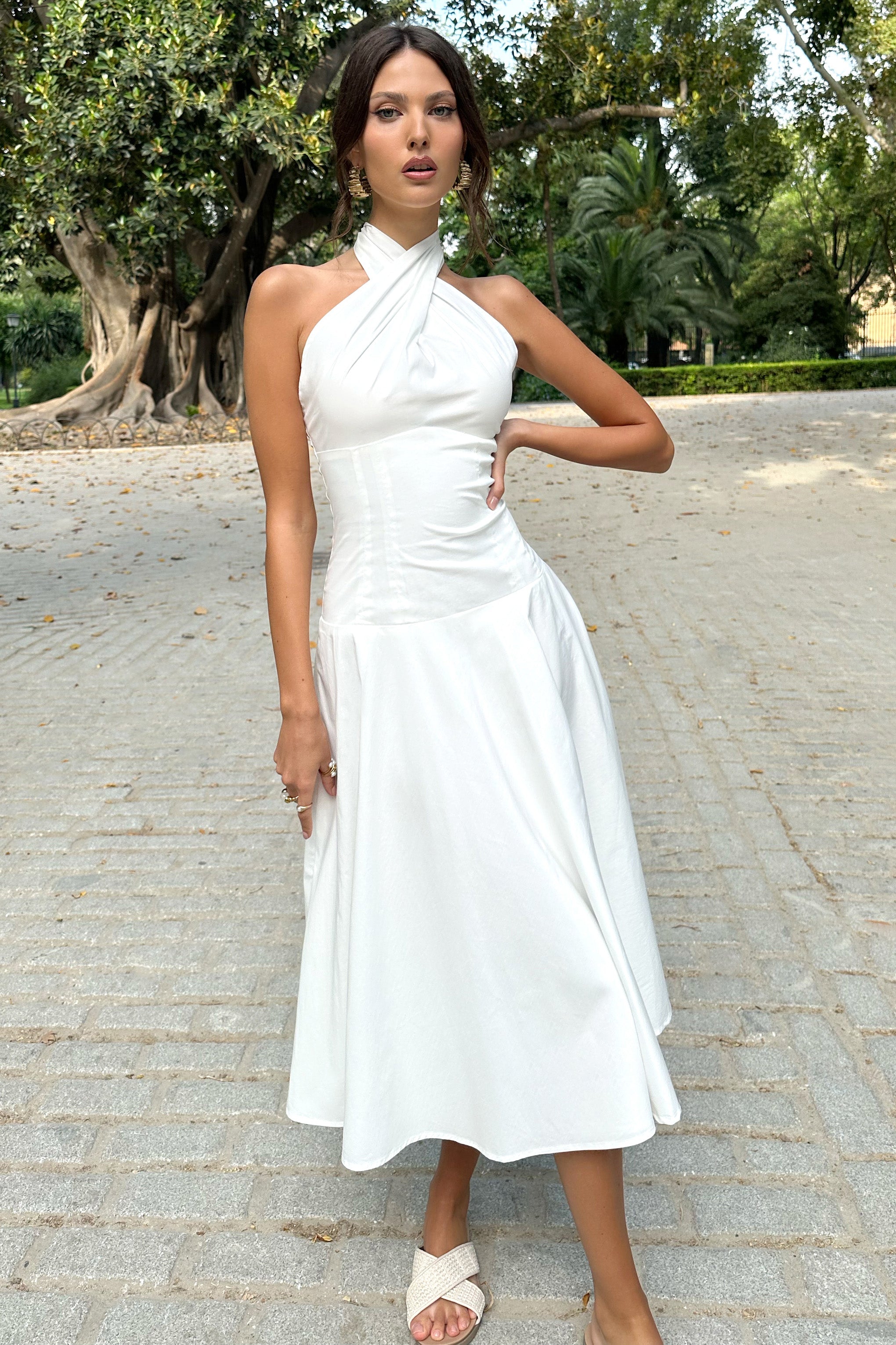 white halter neck midi dress Saint-Malo The Sylvie Dress is Adult Dress:8 US 20241005 REISS Olivia Knit Dress