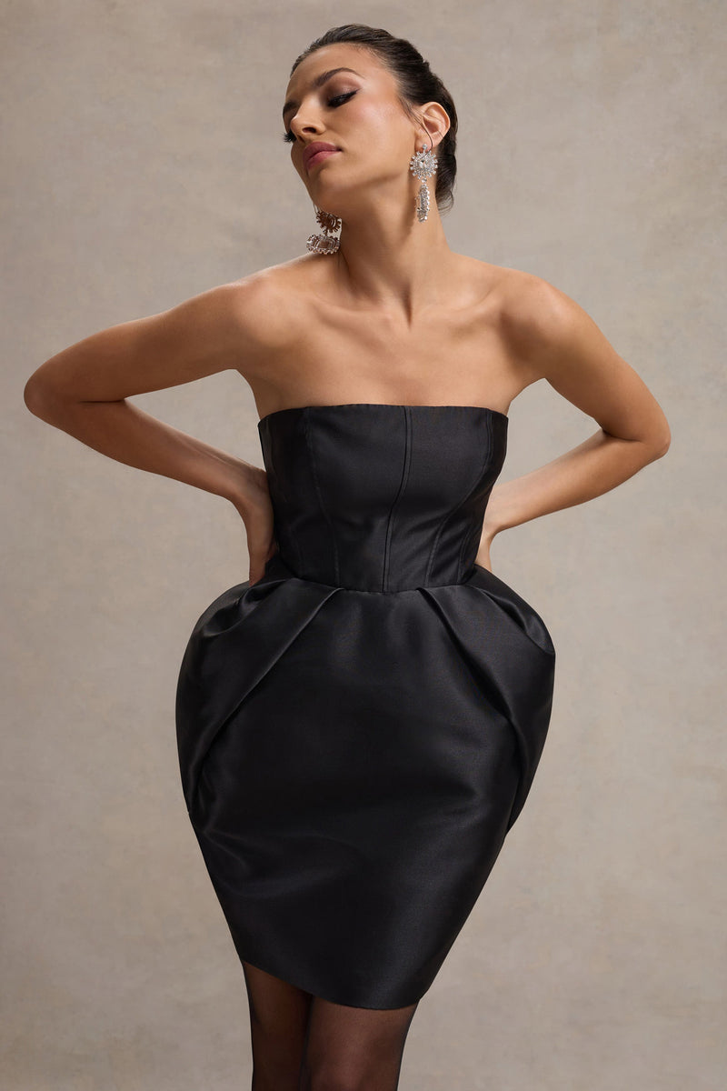 Lovebug Black Bandeau Mini Dress With Tulip Skirt – Club L London - USA