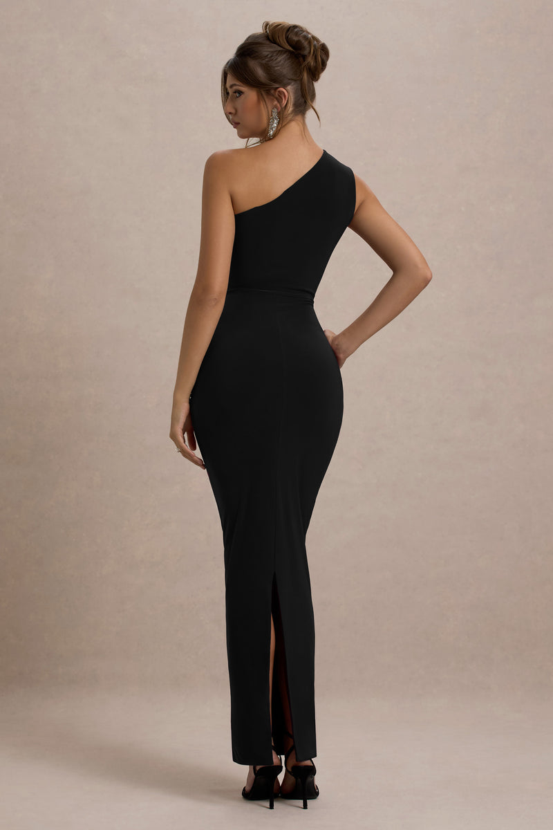Dalarie Black One-Shoulder Gathered Maxi Dress – Club L London - USA