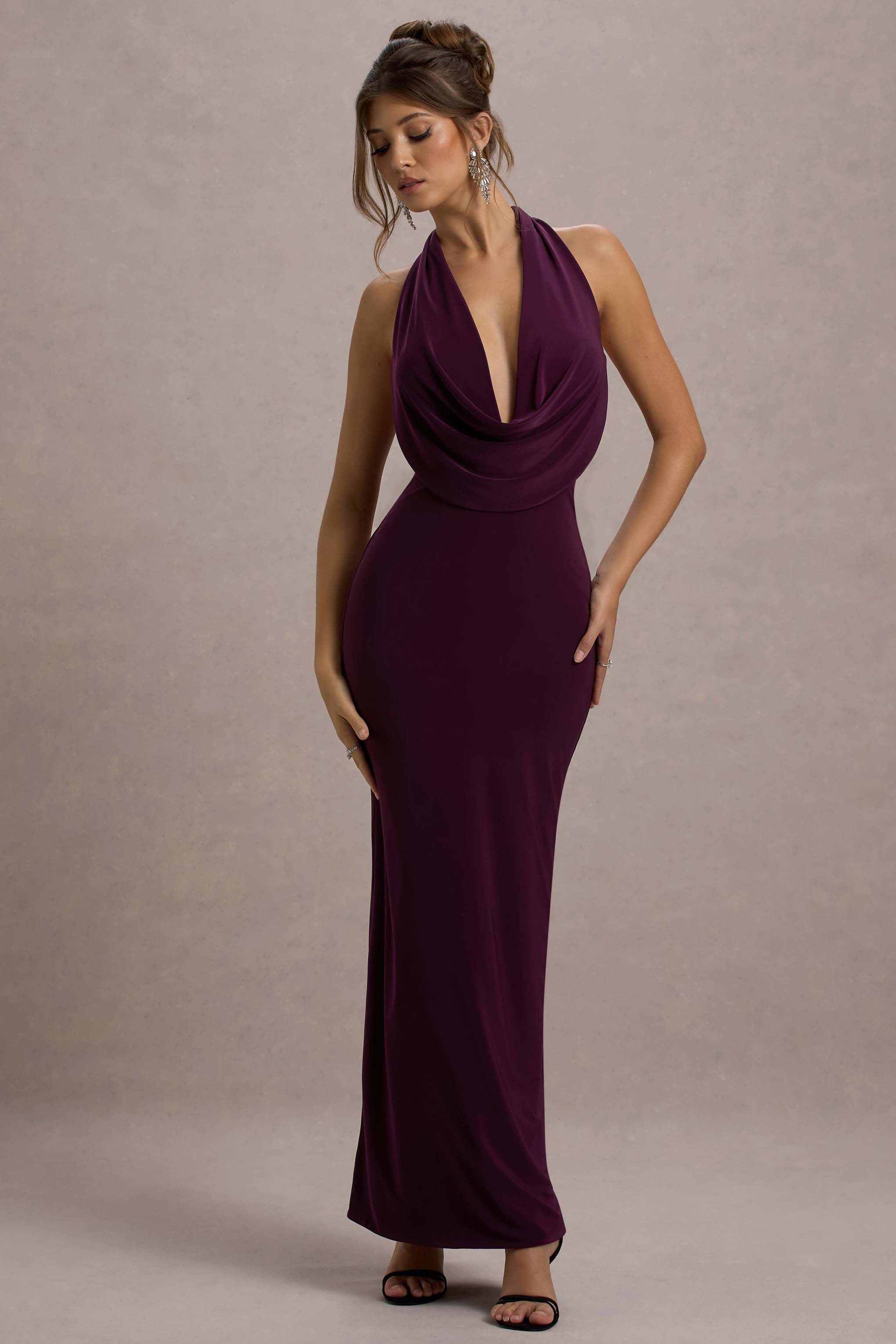 Edessa | Port Plunge-Neck Maxi Dress – Club L London - USA