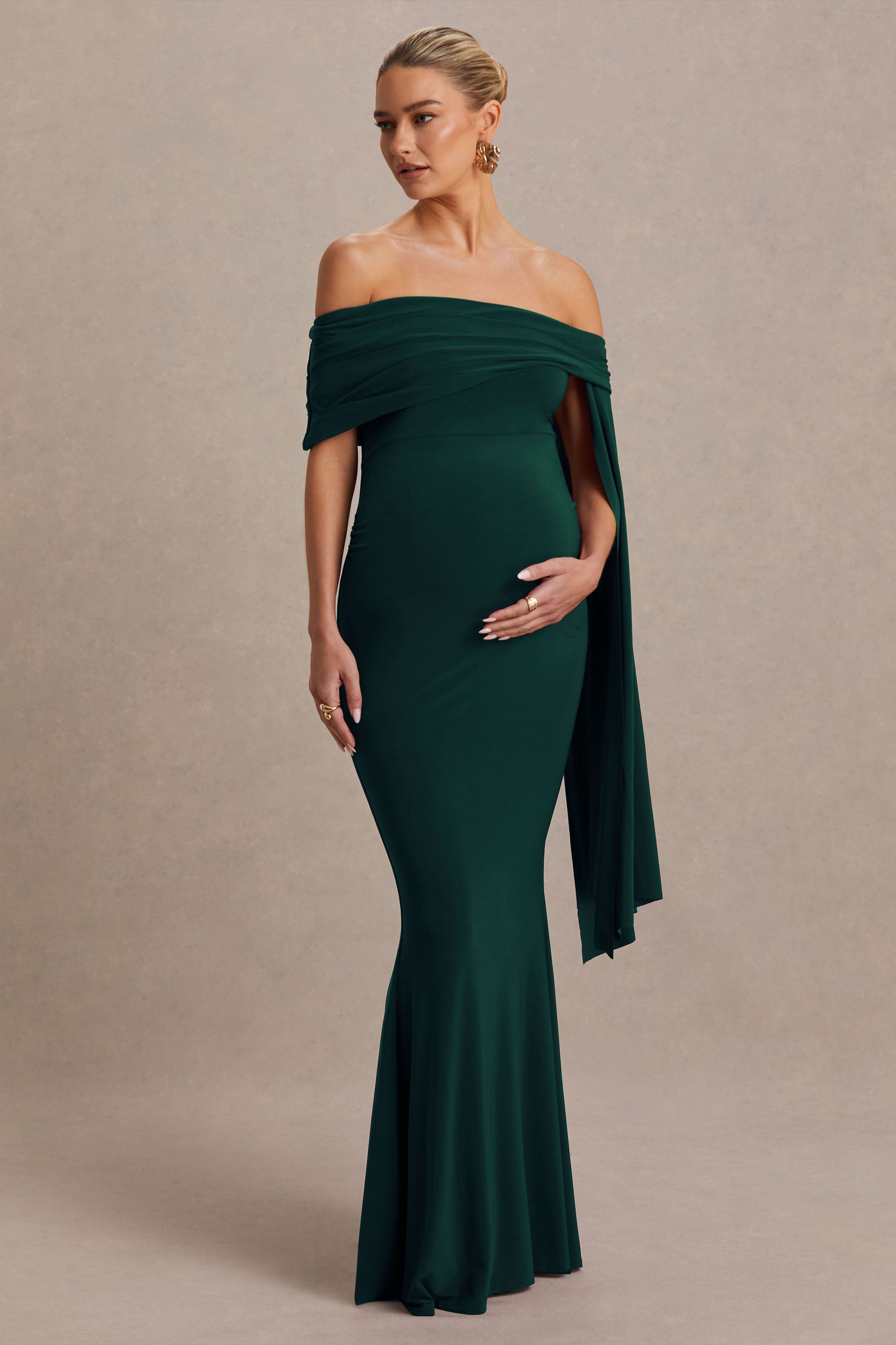 dark green maternity dress Rayon Modal Short Sleeve Front Tie SAGE / X-LARGE day comfort and accommodate your growing bump Flutter Bell Sleeve Empire Maternity