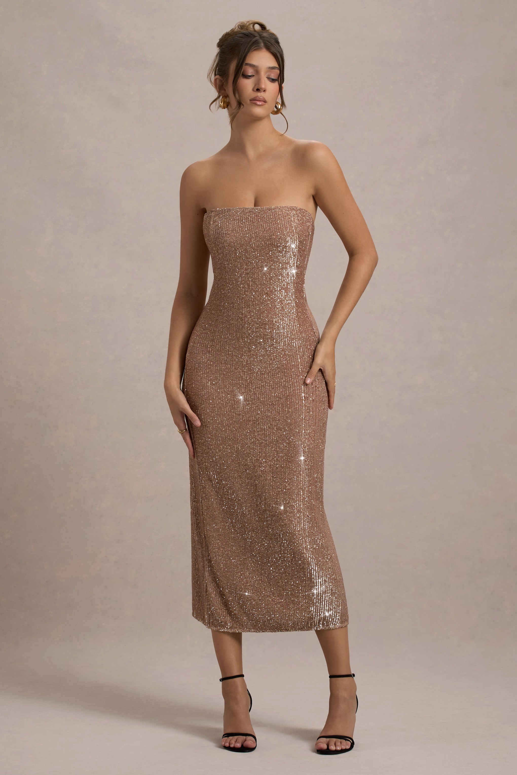 midi dress rose gold Midi Dress In The Style Rose Gold Dress Rose Gold Dresses For Prom, Evening And Wedding Buy Now!