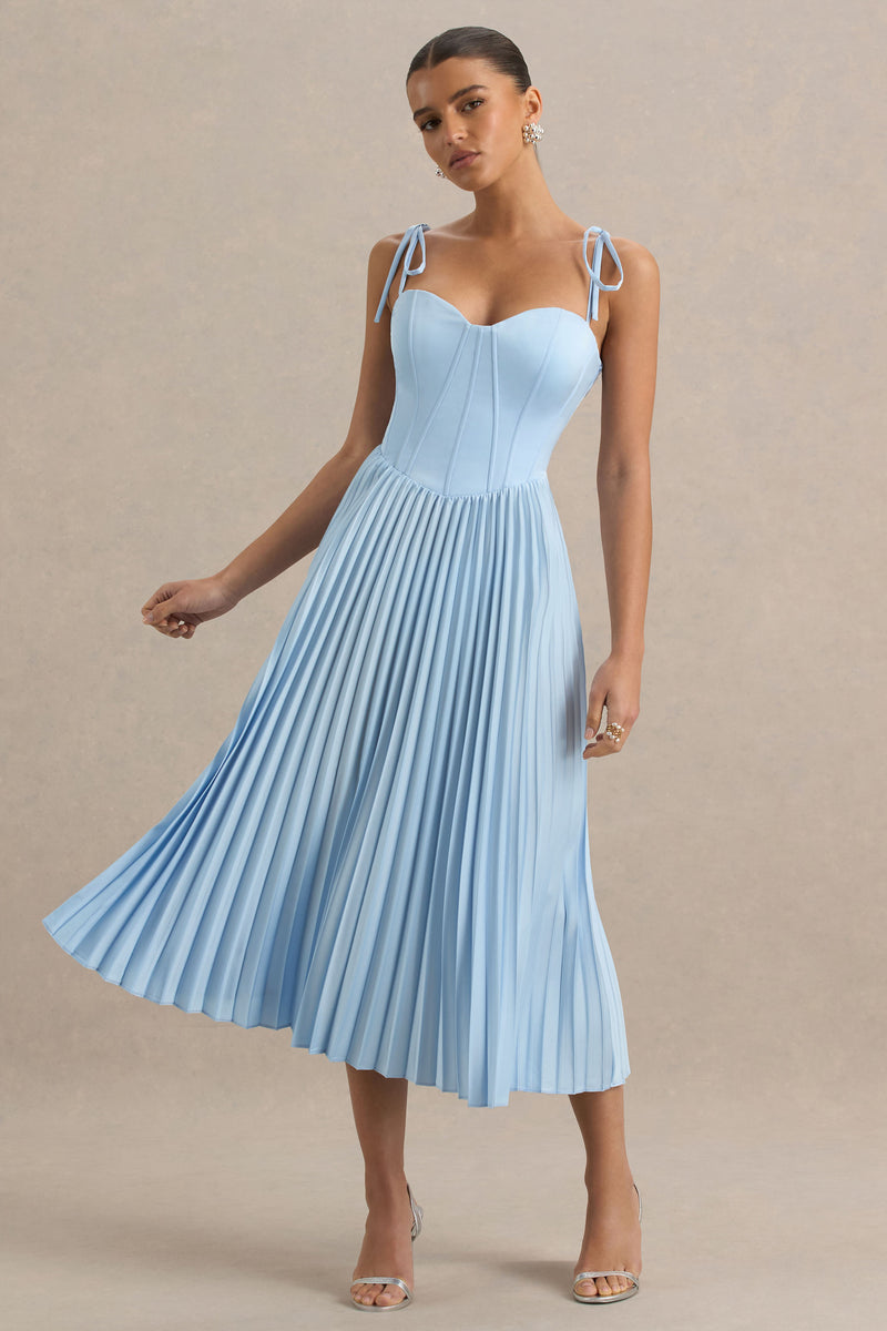 Peyton Trim Detail Midi Dress Blue Warrantina
