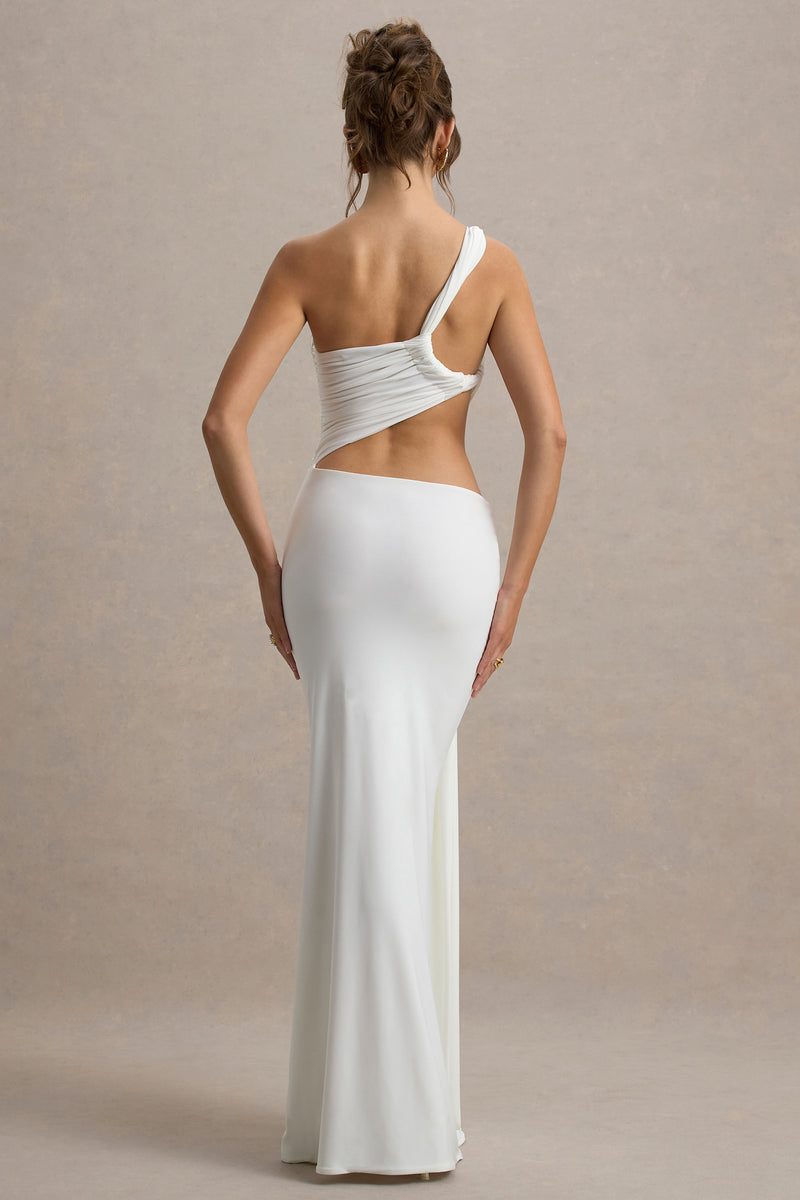 Giovanna White Asymmetric Maxi Dress With Wrap Skirt – Club