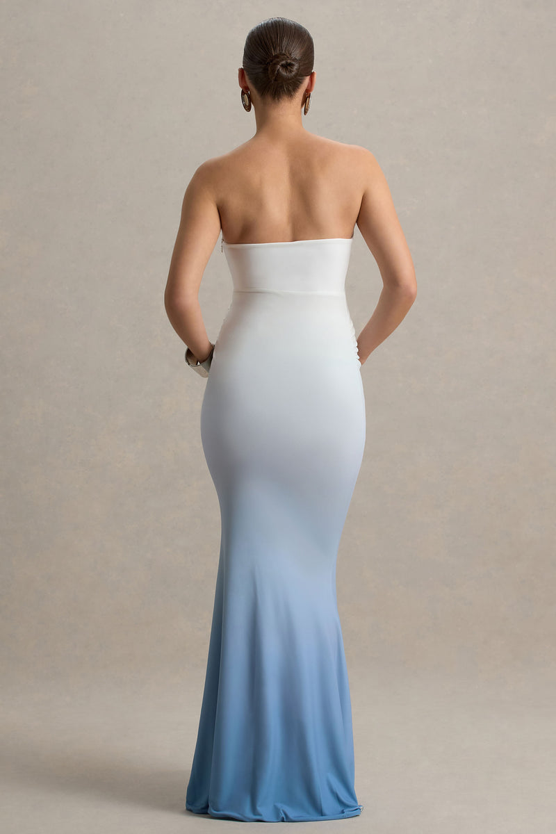 Darcie | Powder Blue Asymmetric-Neck Maternity Maxi Dress