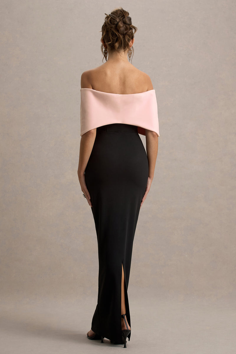 Cornelia | Pink & Black Strapless Maxi Dress with Oversized Bow - UK 8 Rose Quartz and Black Cornelia | Pink & Black Strapless Maxi Dress with Oversized Bow - UK 8 Rose Quartz and Black