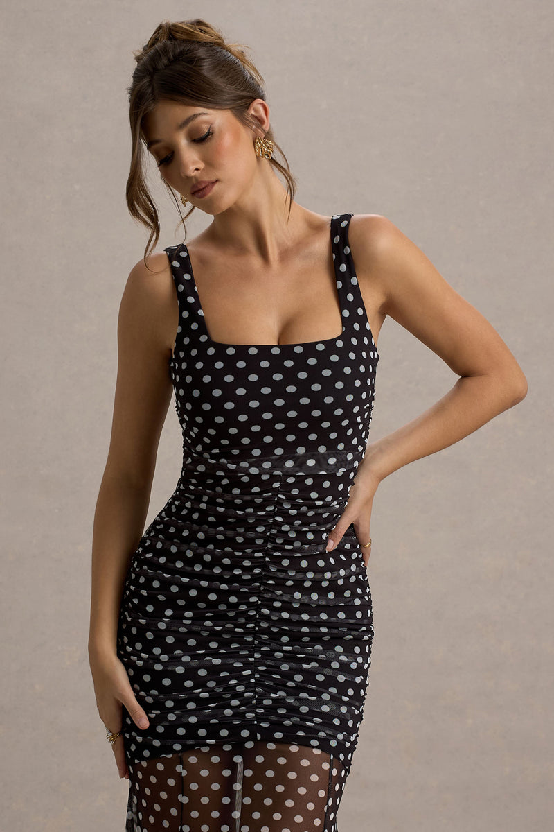 Galaxia | Black & White Polka Dot Maxi Dress With Mesh Skirt - UK 10 Black AND White POLKADOT Galaxia | Black & White Polka Dot Maxi Dress With Mesh Skirt - UK 10 Black AND White POLKADOT