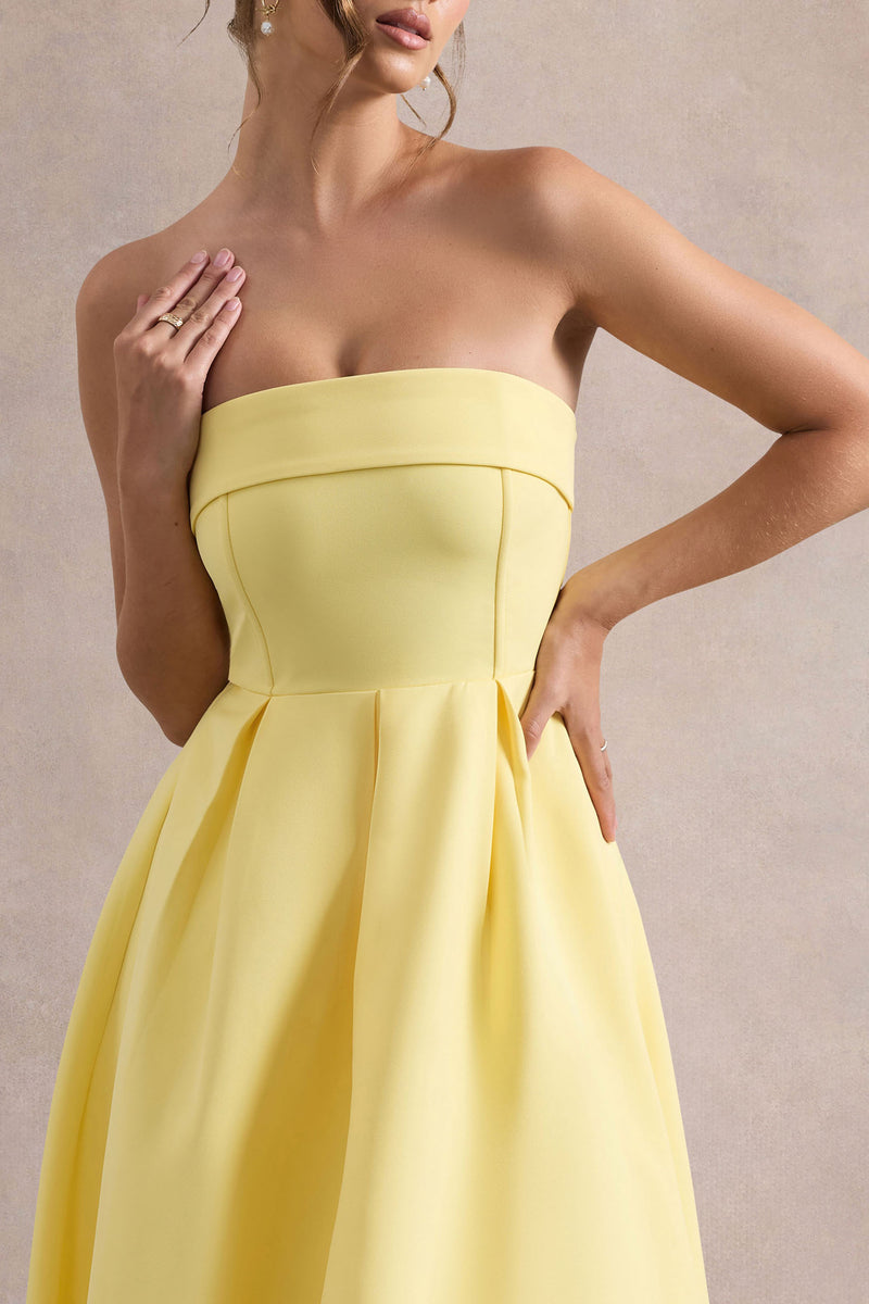 Annalise Lemon Bandeau Skater Midi Dress  Club L London - USA