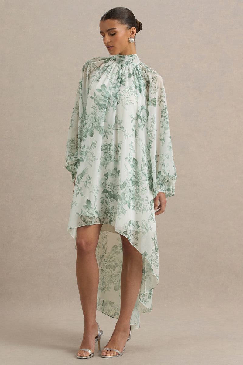 Delphia Green Floral Print High-Neck Maxi Dress – Club L London